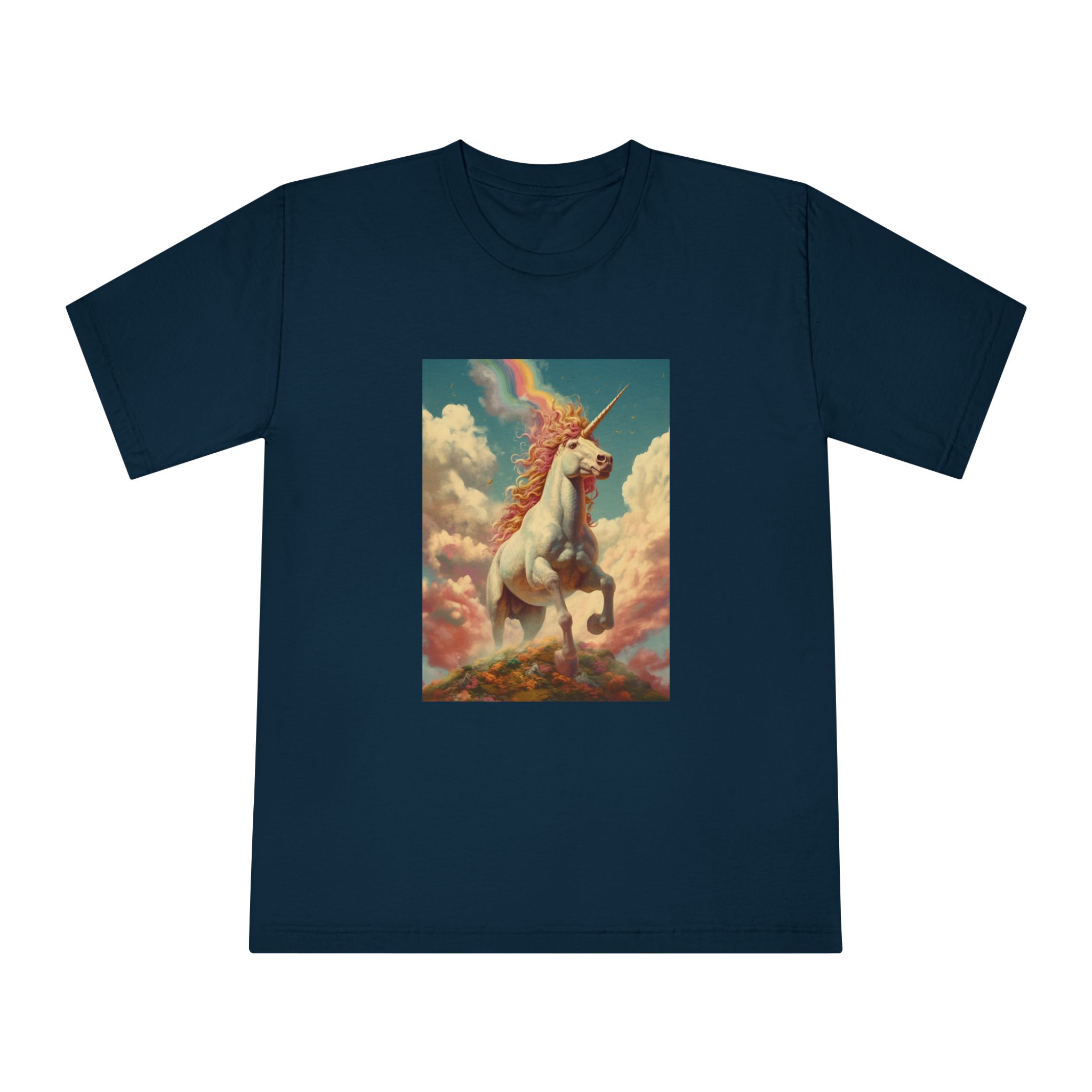 Painting Unicorn With Rainbow Sky Generative Ai Unisex Classic Crewneck T Shirt - Image 17