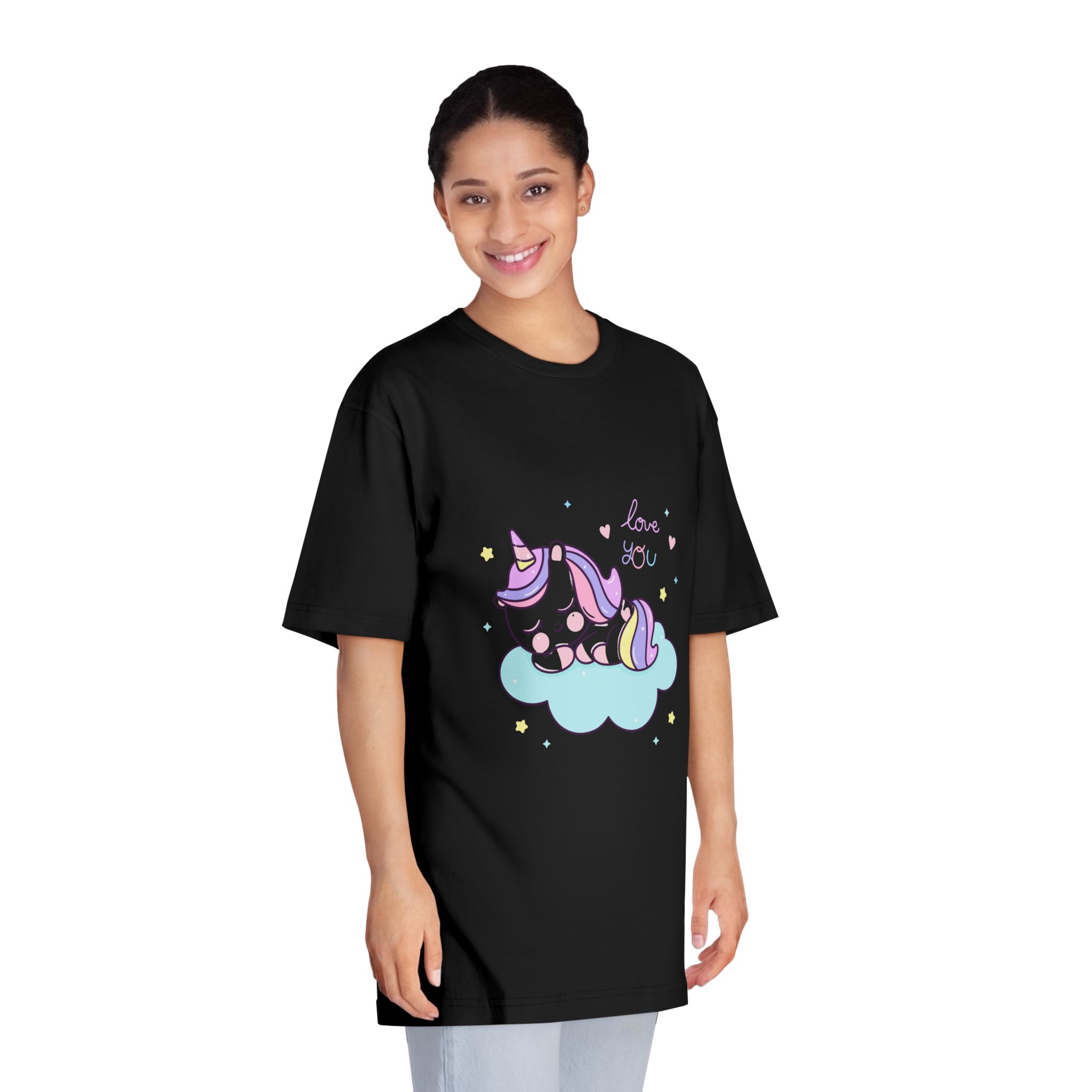 Cute Unicorn Sleep Cartoon Cloud Sweet Dream Kawaii Hand Drawn Unisex Classic Crewneck T Shirt - Image 7