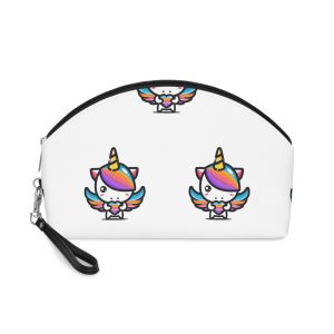 Cute Unicorn Hugging Colorful Heart Makeup Bag