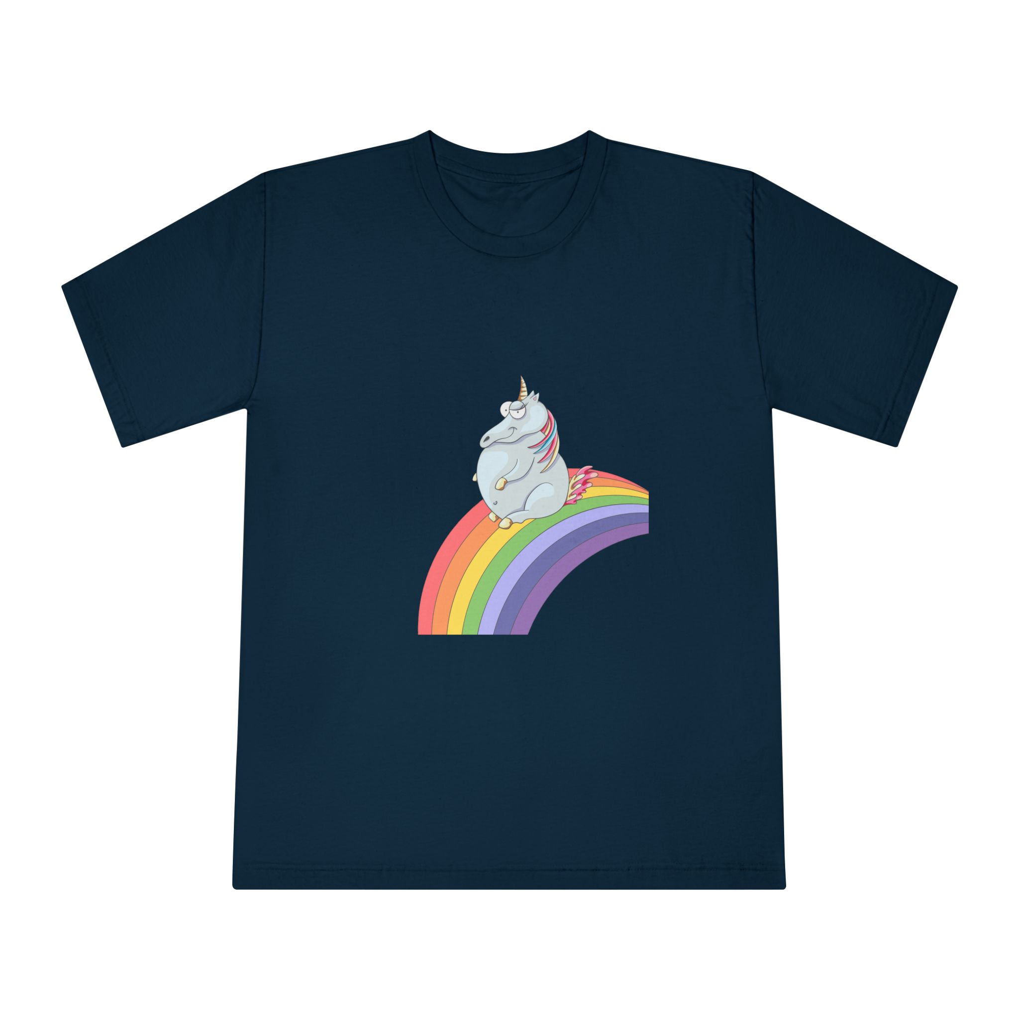 Unicorn and Rainbow Childrens Tale Magic Art Flat Unisex Classic Crewneck T Shirt - Image 17