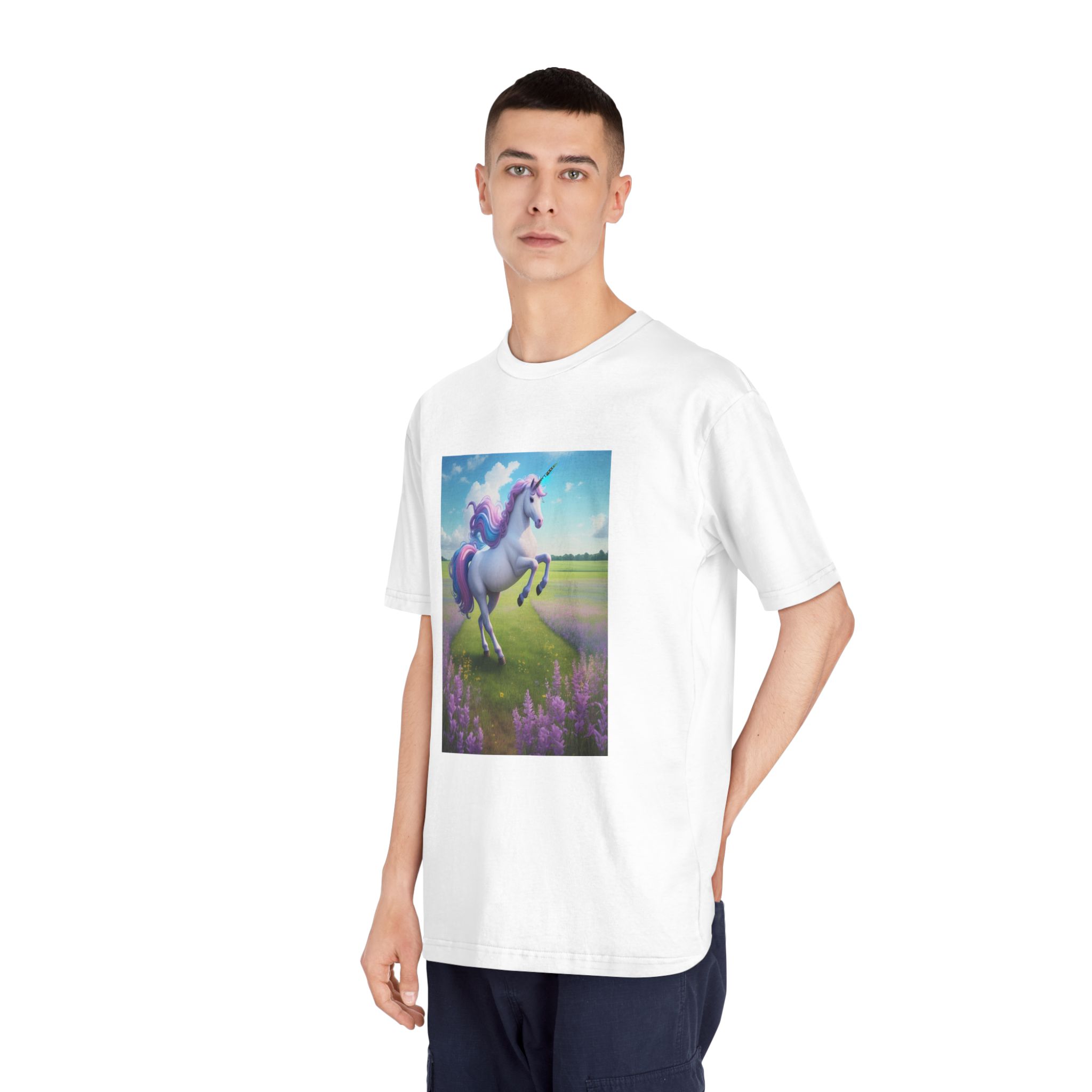 Beautiful Unicorn Running Magical Meadow Unicorn Background Images Whimsical Unicorn (72) Unisex Classic Crewneck T Shirt - Image 4