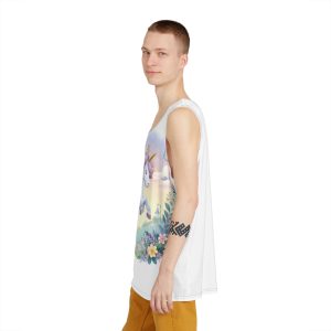 Beautiful Unicorn Running Magical Meadow Unicorn Background Images Whimsical Unicorn (11) Mens Tank Aop
