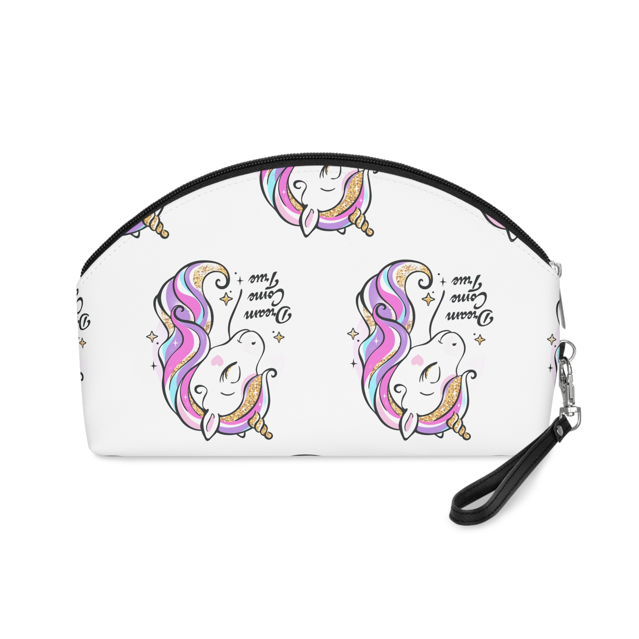 Art Beautiful Cartoon Little Unicorn On A White Background Sequins Print For Clothes and T Shirts Vector Illustration Fan T Shirt Design Vector Print Makeup Bag - Image 2