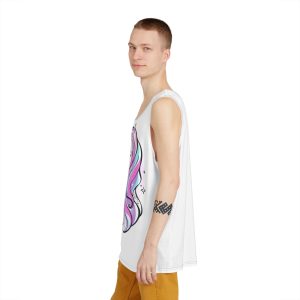 Art Beautiful Little Unicorn On A White Background Sequins Print For Clothes and T Shirts Vector Illustration Cartoon Mens Tank Aop