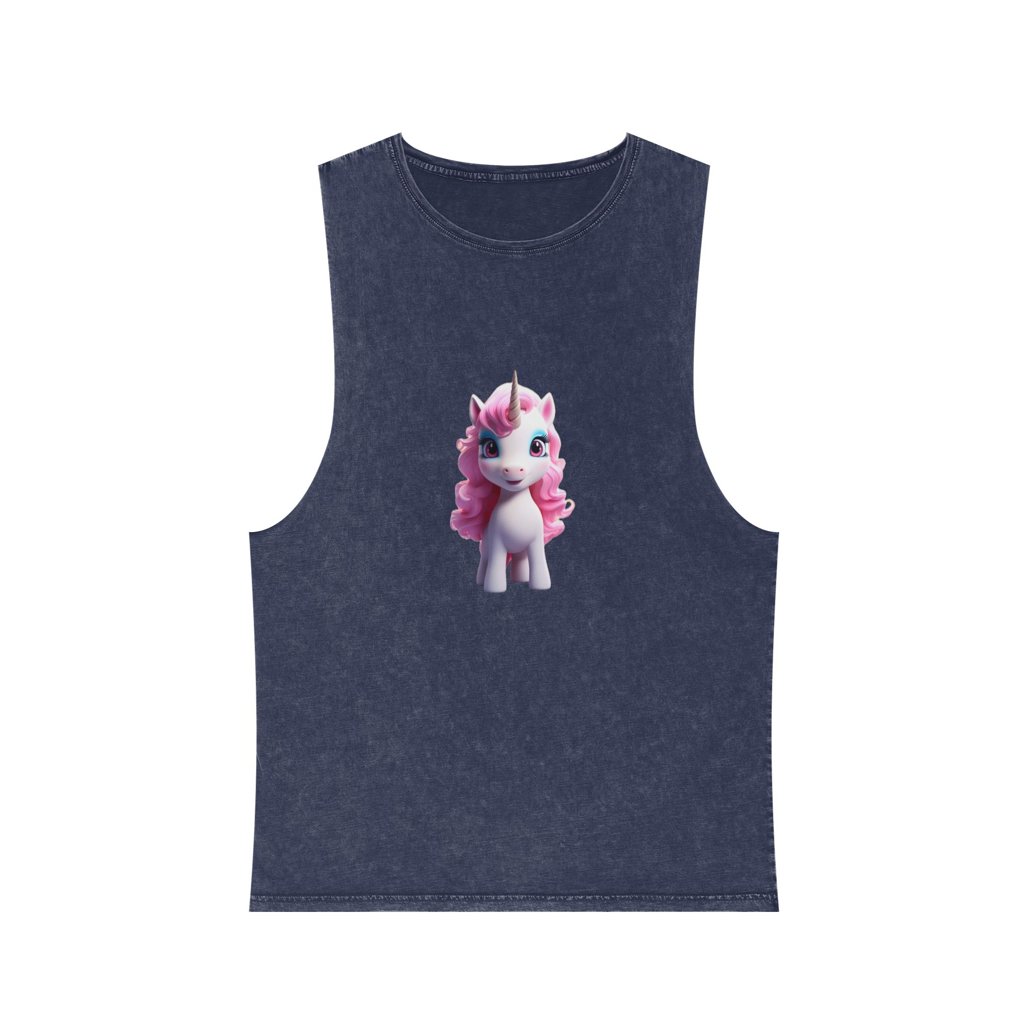 Colorful Cartoon Animated 3d Unicorn Children (11) Unisex Stonewash Tank Top - Image 13