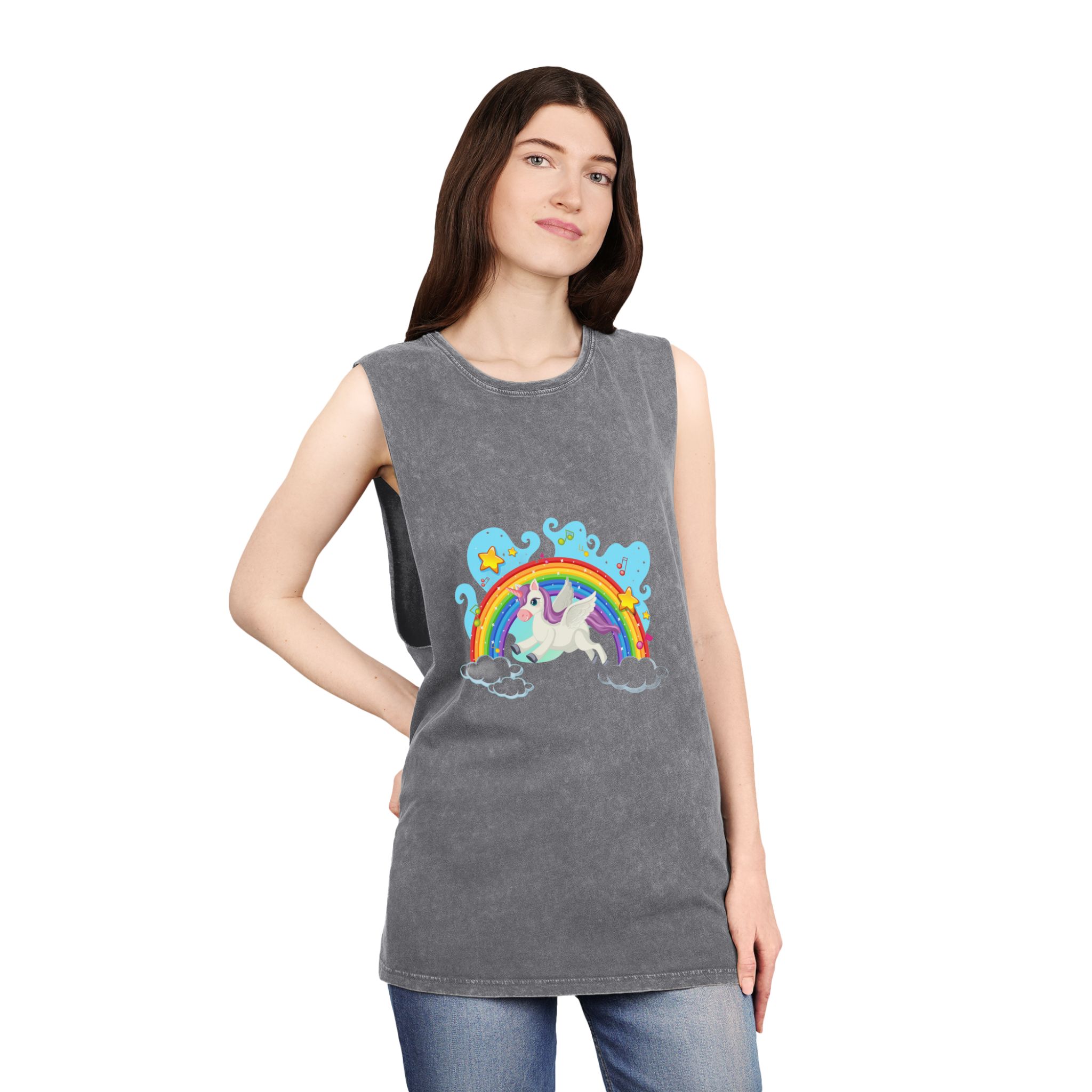 Unicorn V2 Unisex Stonewash Tank Top - Image 12