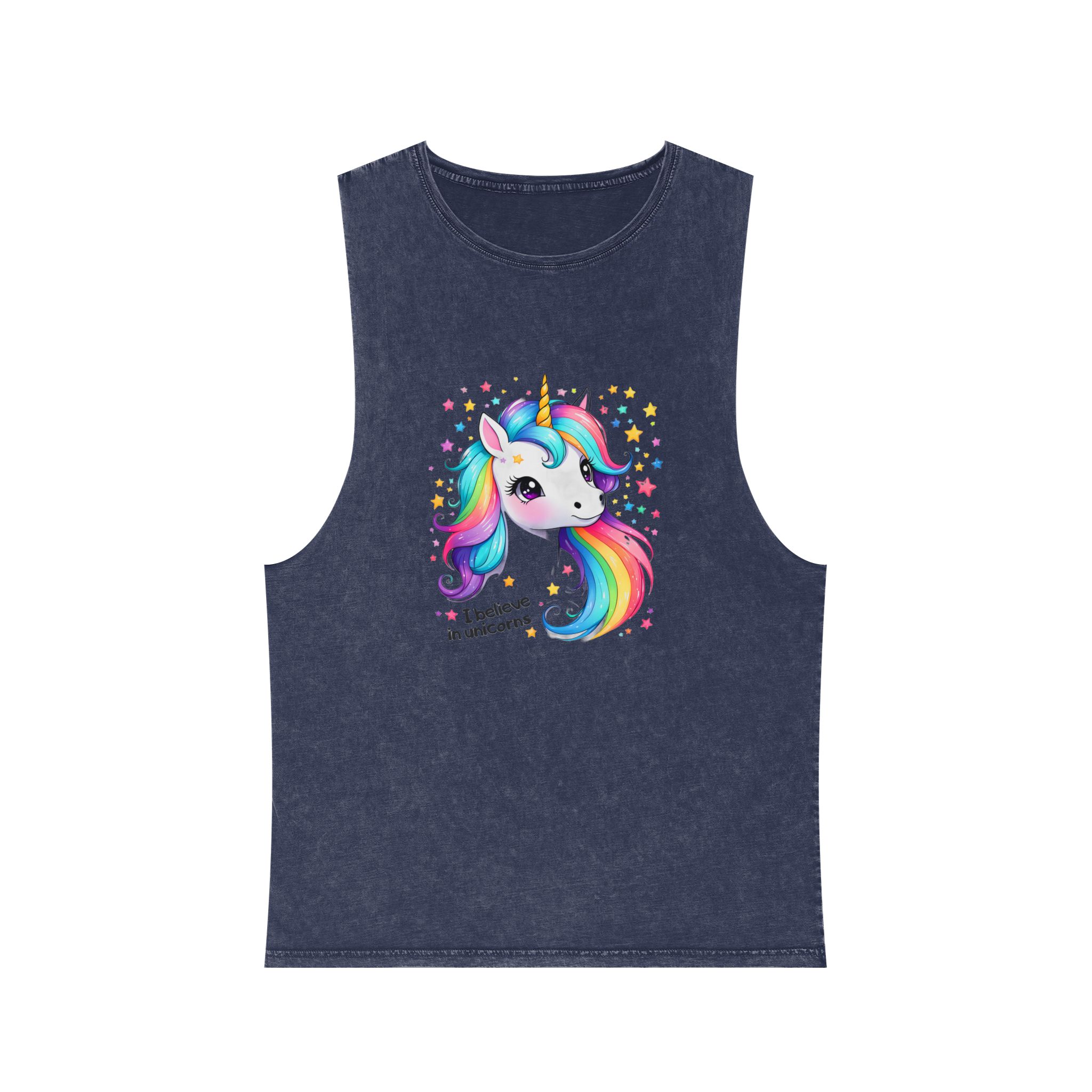 I Belive In Unicorns Unisex Stonewash Tank Top - Image 13