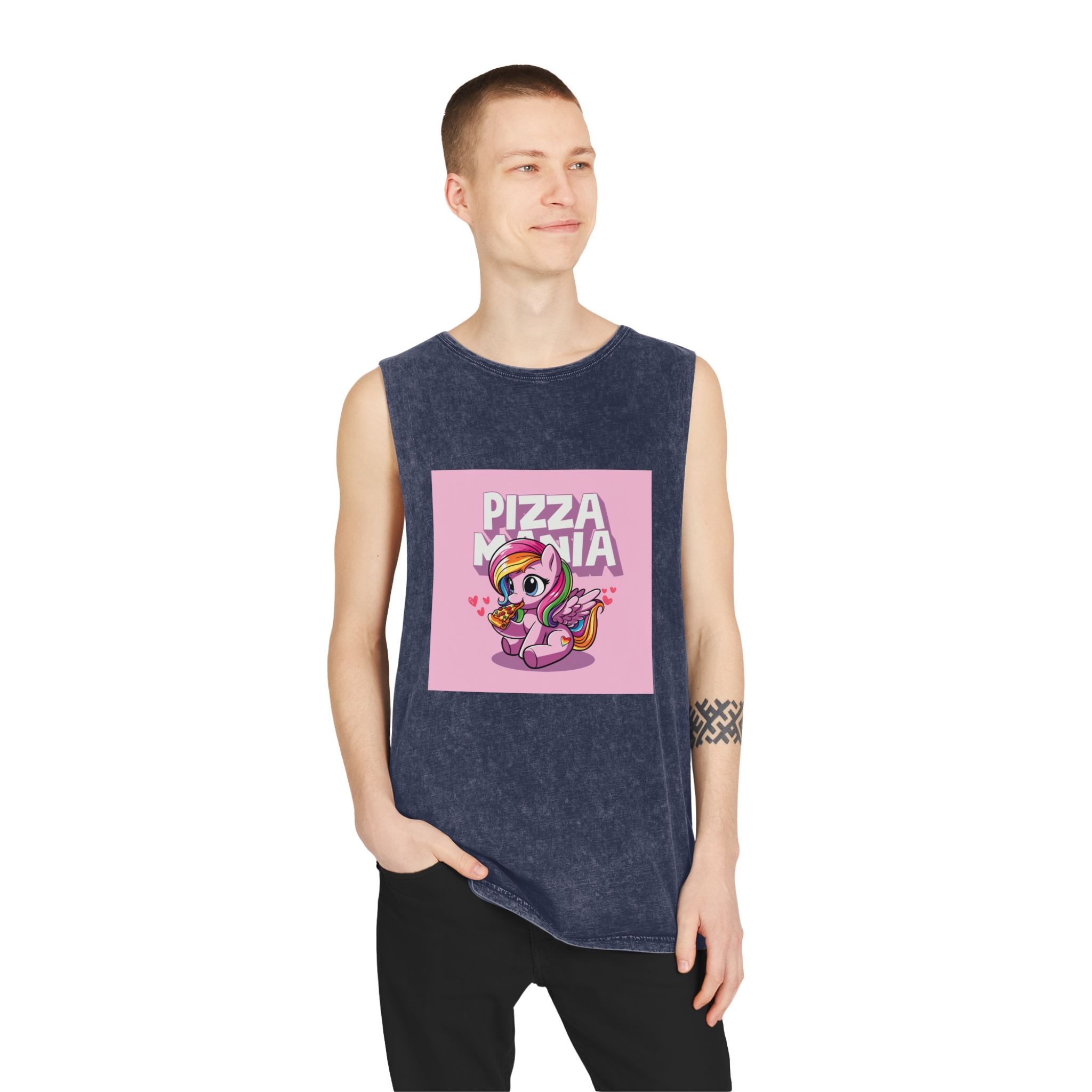 Pizza Mania Copia Unisex Stonewash Tank Top - Image 15