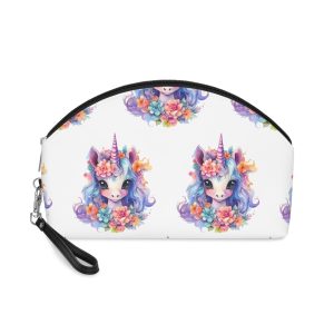 Cute Colorful Magic Unicorn With Flowers Watercolor Style (9) Makeup Bag