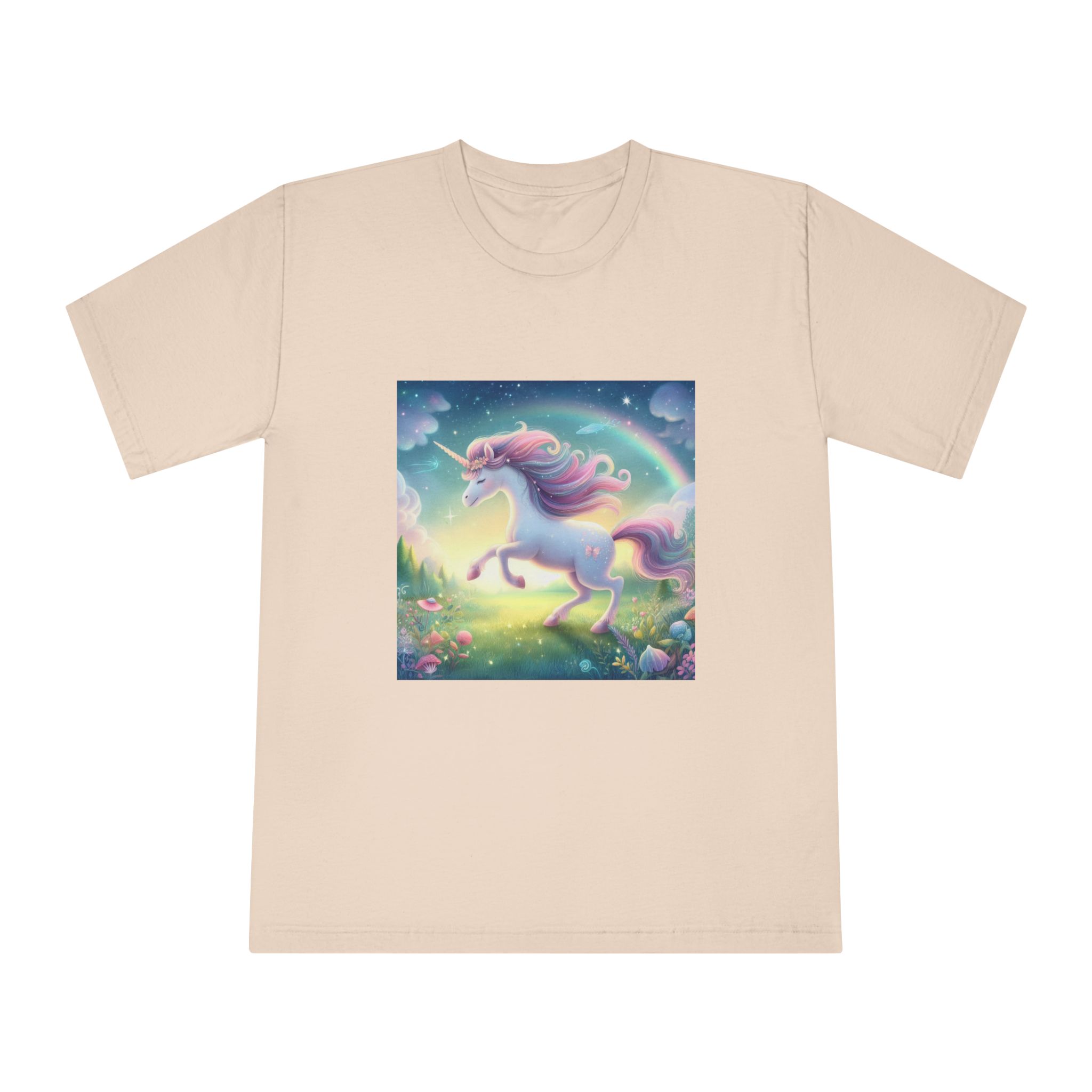 Beautiful Unicorn Running Magical Meadow Unicorn Background Images Whimsical Unicorn (21) Unisex Classic Crewneck T Shirt - Image 9