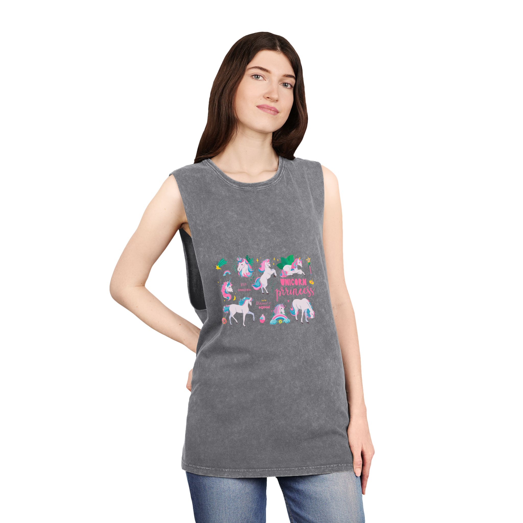 Unicorn Princess 184709 Unisex Stonewash Tank Top - Image 12