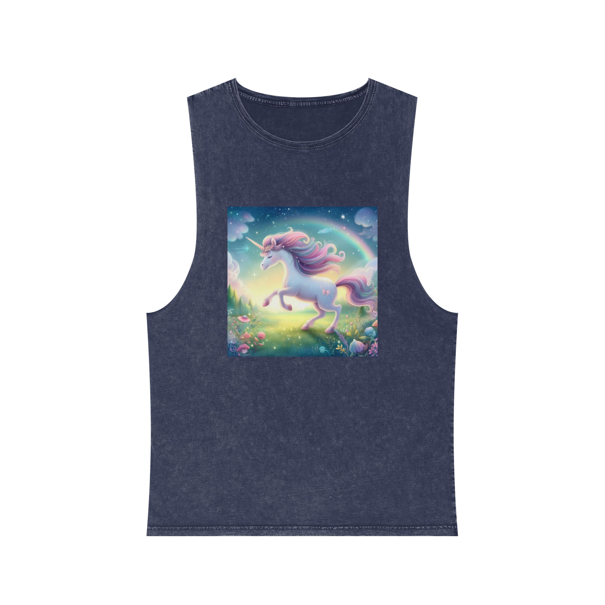 Beautiful Unicorn Running Magical Meadow Unicorn Background Images Whimsical Unicorn (21) Unisex Stonewash Tank Top - Image 13