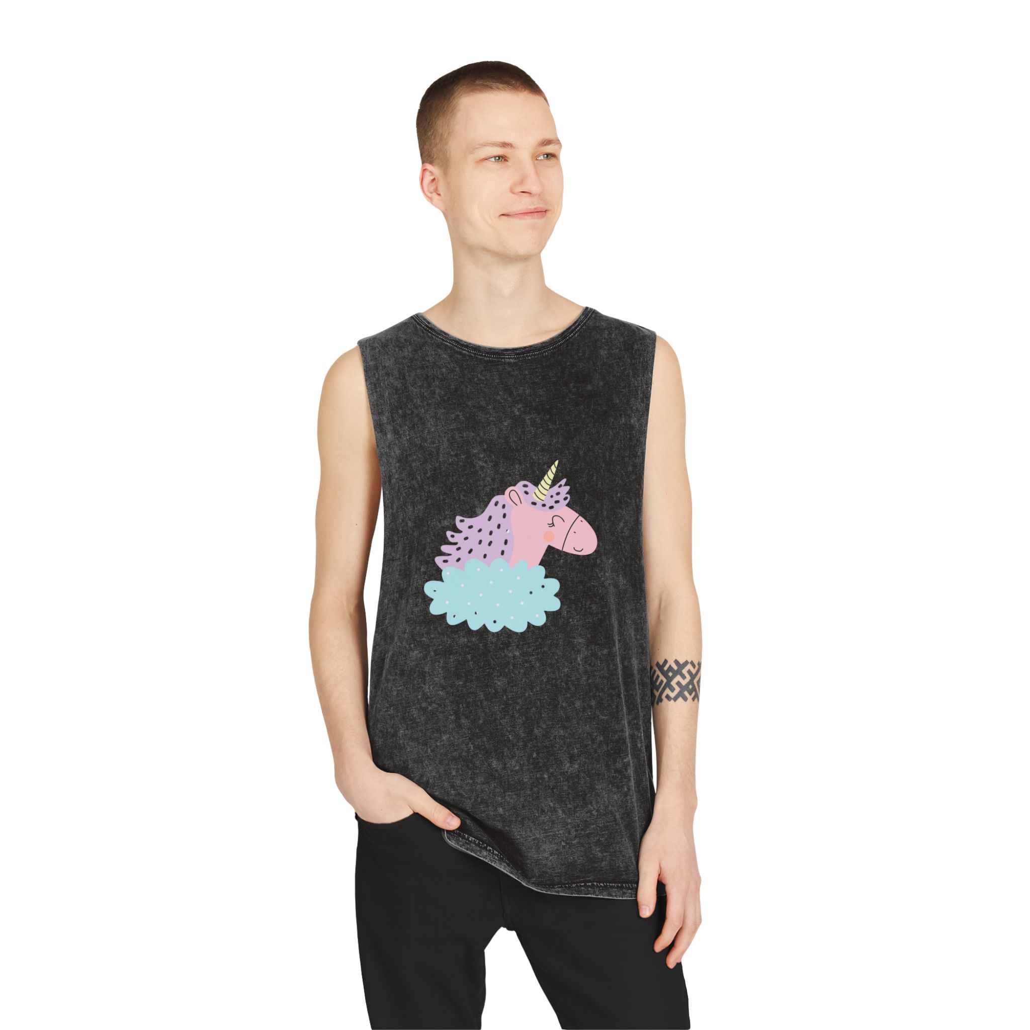 Sweetie Unicorn 184636 Unisex Stonewash Tank Top - Image 3
