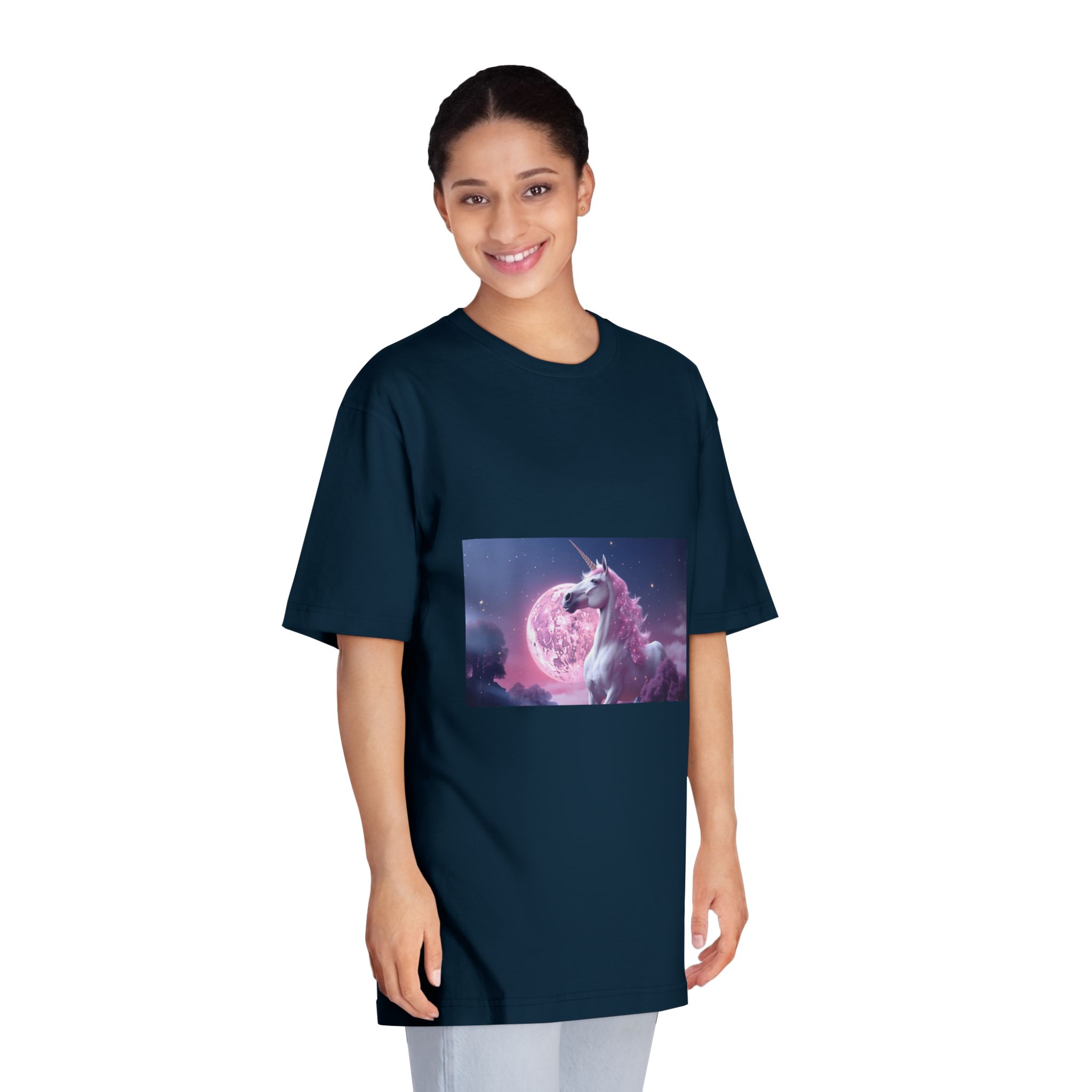Pink Background With Unicorn Illustration Ai Generativexa Unisex Classic Crewneck T Shirt - Image 19