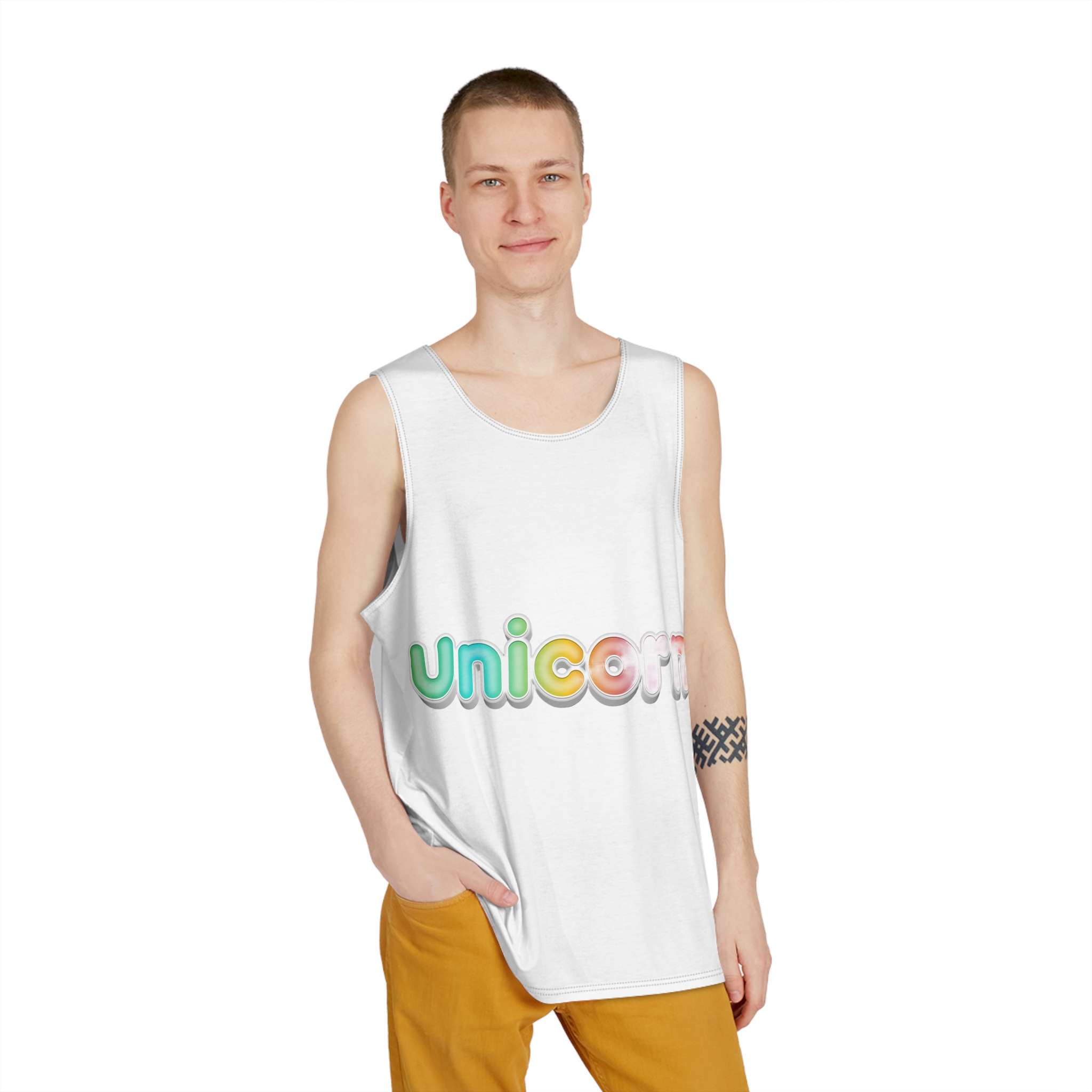 Unicorn Text Style Editable Text Effect Mens Tank Aop - Image 3