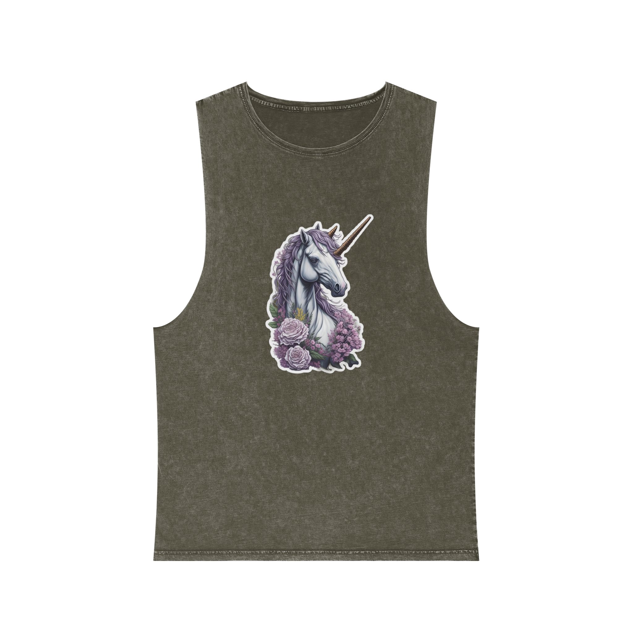 Unicorn Sticker (1) Unisex Stonewash Tank Top - Image 5