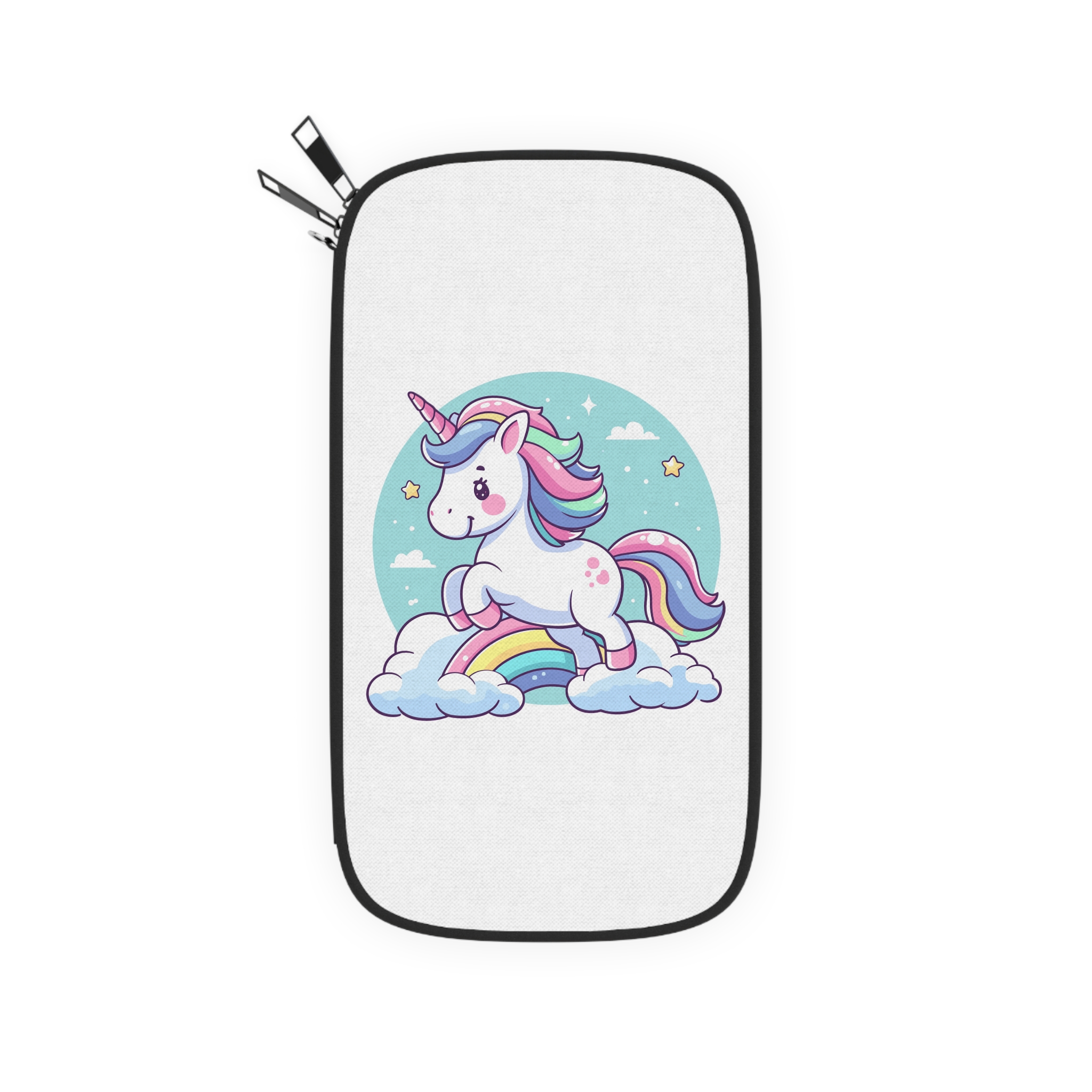 Cartoon Unicorn With Rainbow Its Tail Passport Wallet - Image 2