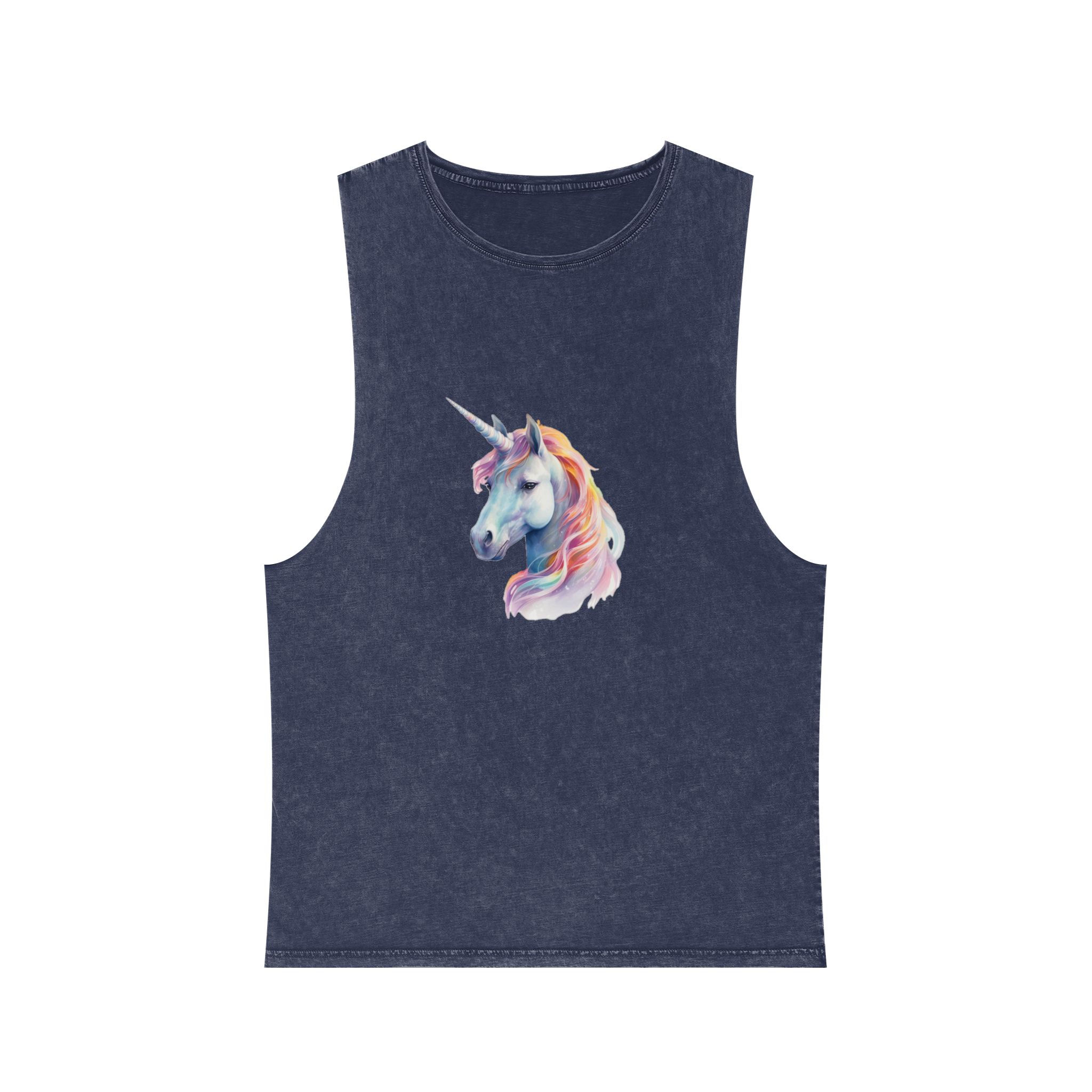 Painting Unicorn With Long Mane Colorful Mane Generative Ai (1) Unisex Stonewash Tank Top - Image 13