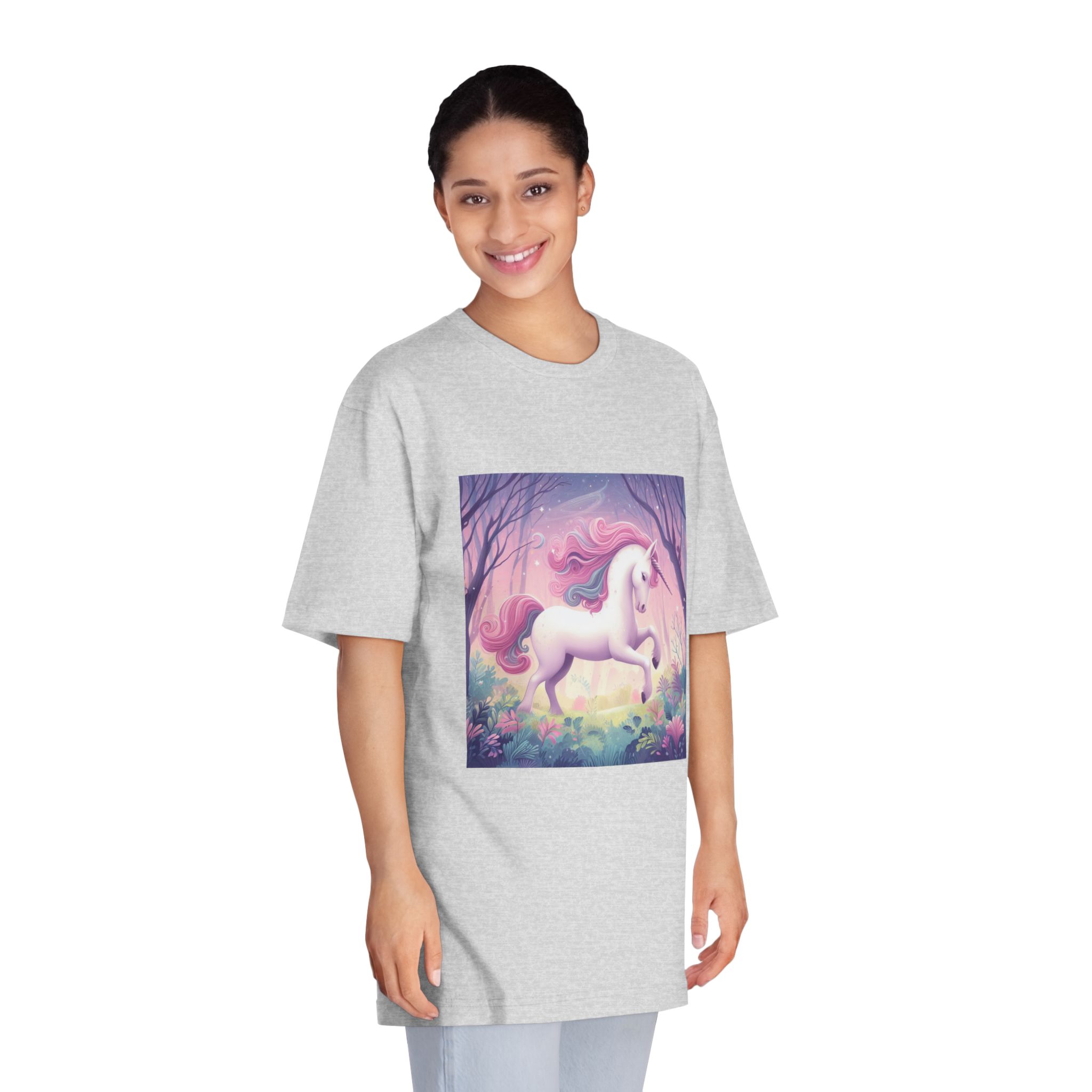 Beautiful Unicorn Running Magical Meadow Unicorn Background Images Whimsical Unicorn (25) Unisex Classic Crewneck T Shirt - Image 15