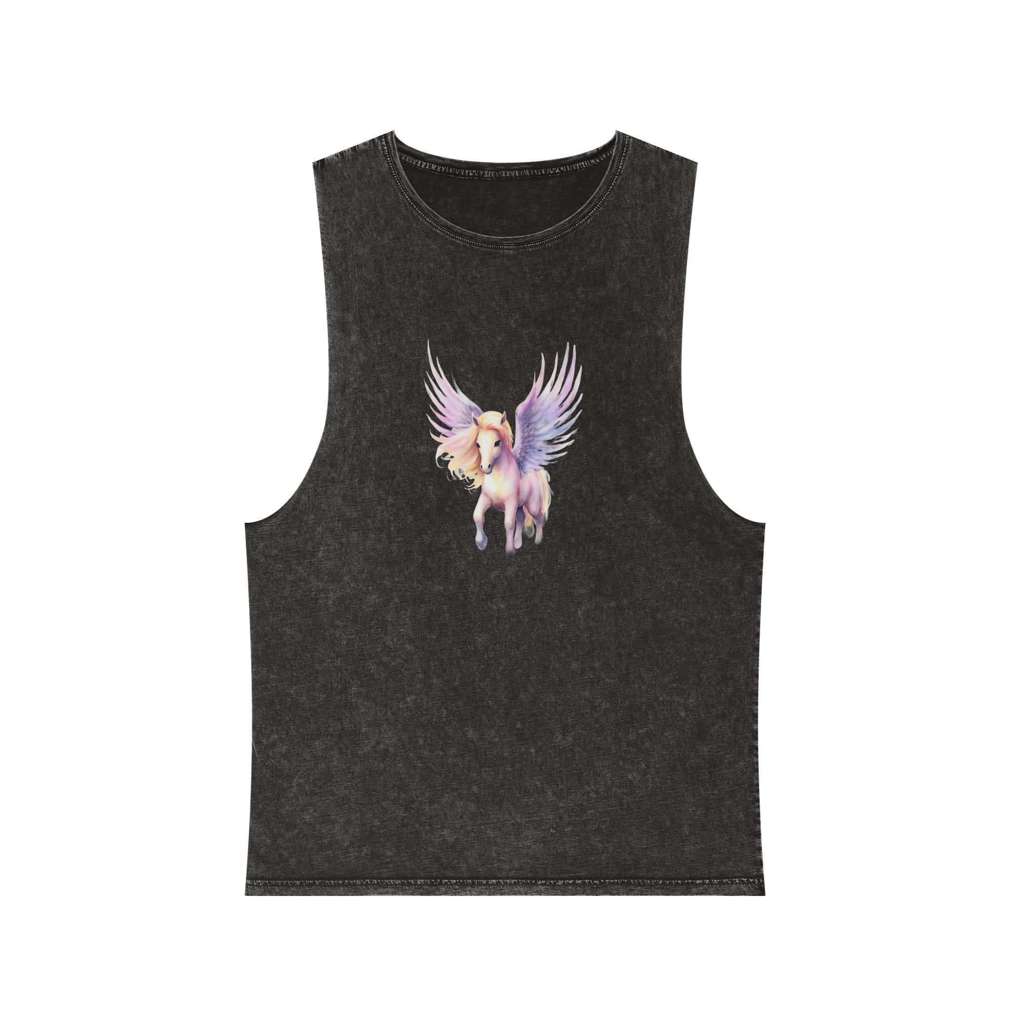 Pony Pegasus Watercolor Clipart Cute Isolated White Background With Generative Ai Technology Unisex Stonewash Tank Top