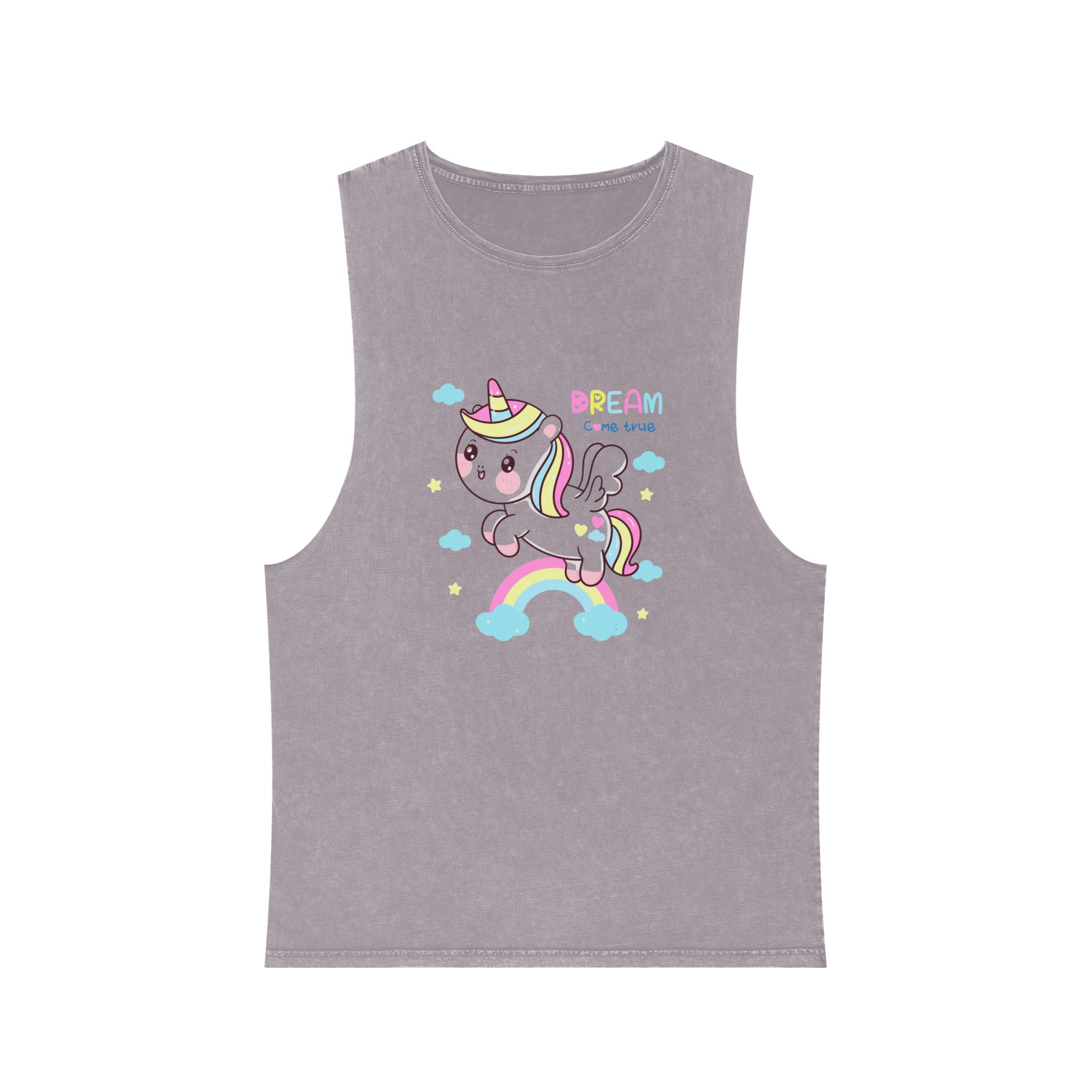 Cute Unicorn Pegasus Cartoon Fly Pastel Rainbow Kawaii Animal Unisex Stonewash Tank Top - Image 17