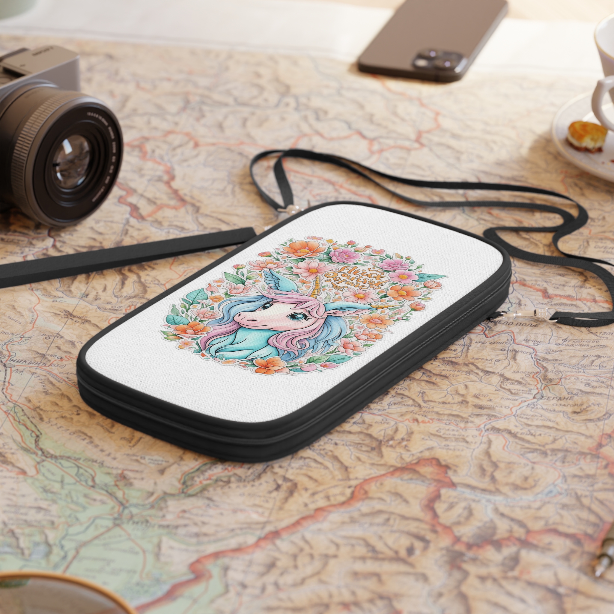 Beautiful Cute Unicorn With Colorful Fantasy Flowers (1) Passport Wallet - Image 4