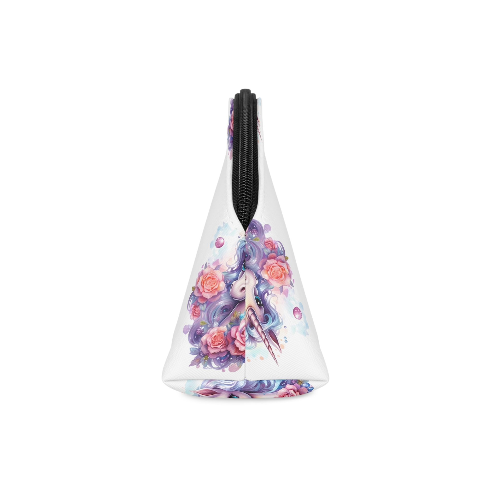 Cute Colorful Magic Unicorn With Flowers Watercolor Style (8) Copy Makeup Bag - Image 4