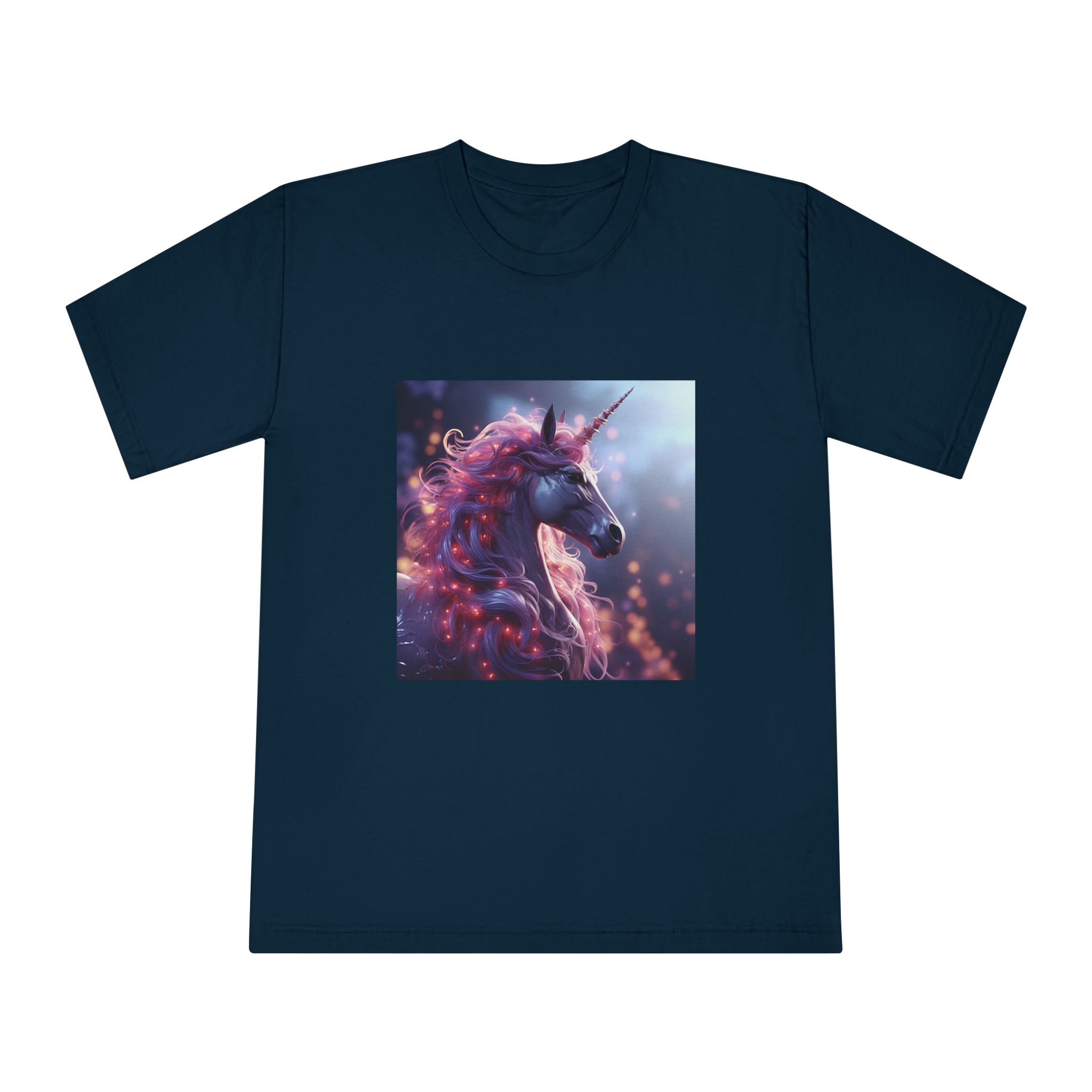 Pink 3d Mythical Unicorn With Lights Mane Unisex Classic Crewneck T Shirt - Image 17