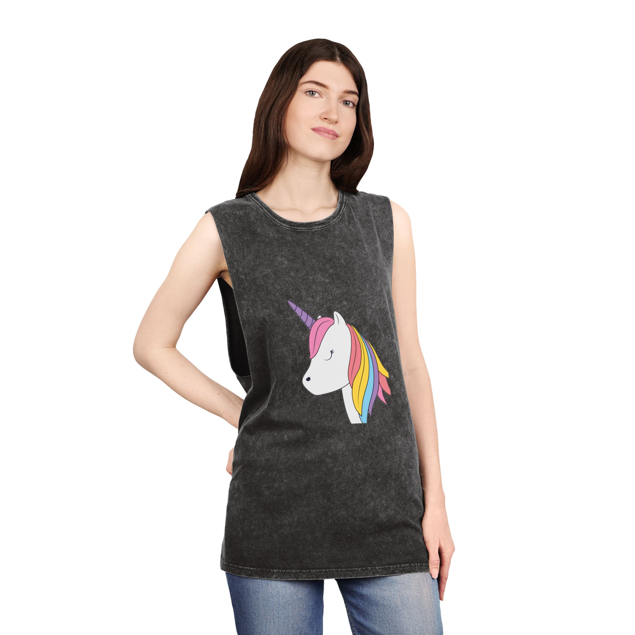 Beautiful Unicorn Copia Unisex Stonewash Tank Top - Image 4