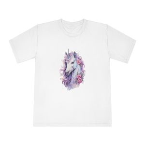 Magical Cute Unicorn Pink Fantasy Background Watercolor Unicorn Magical Unicorn Pastel Colored (2) Unisex Classic Crewneck T Shirt