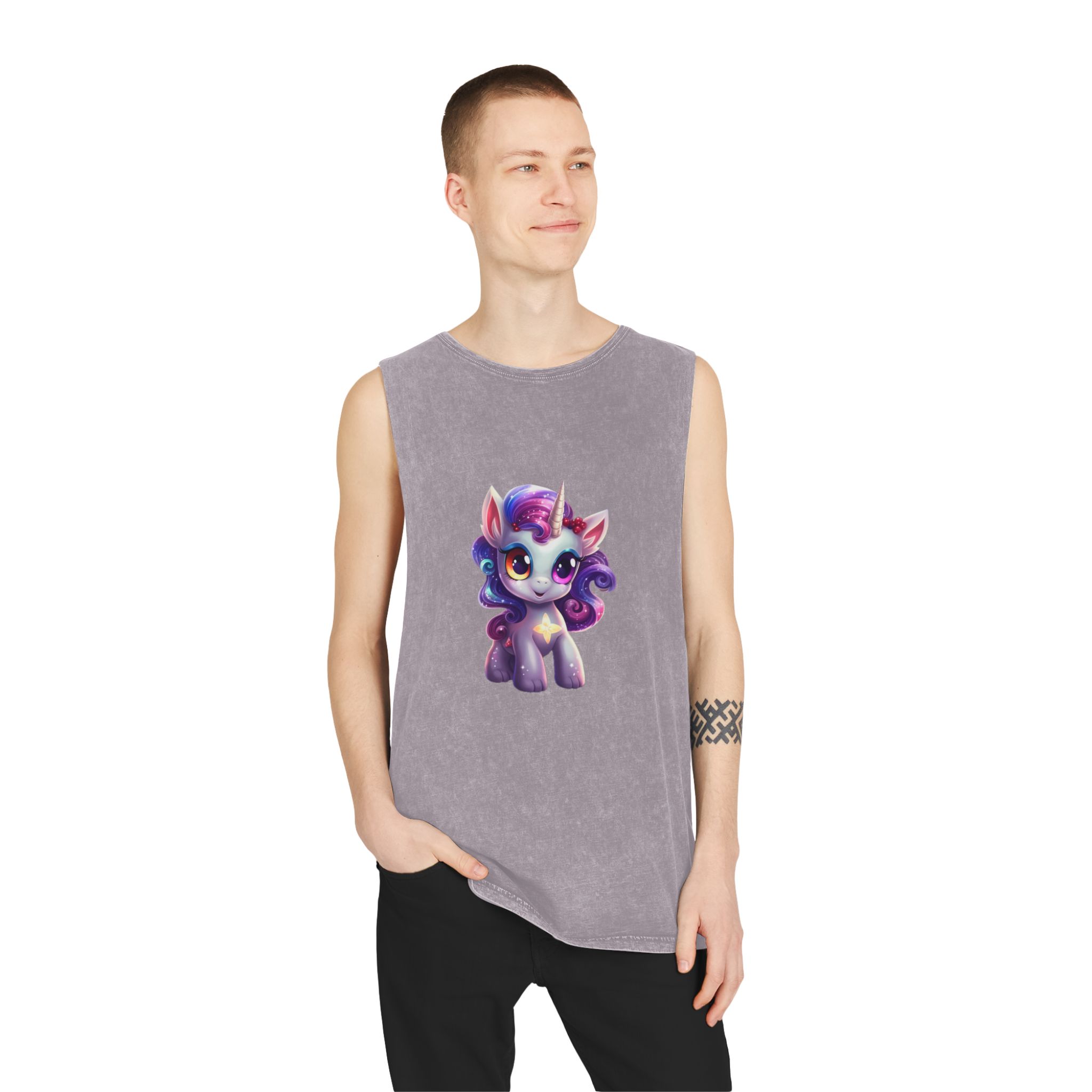 Beautiful Cute Baby Unicorn (2) Unisex Stonewash Tank Top - Image 19