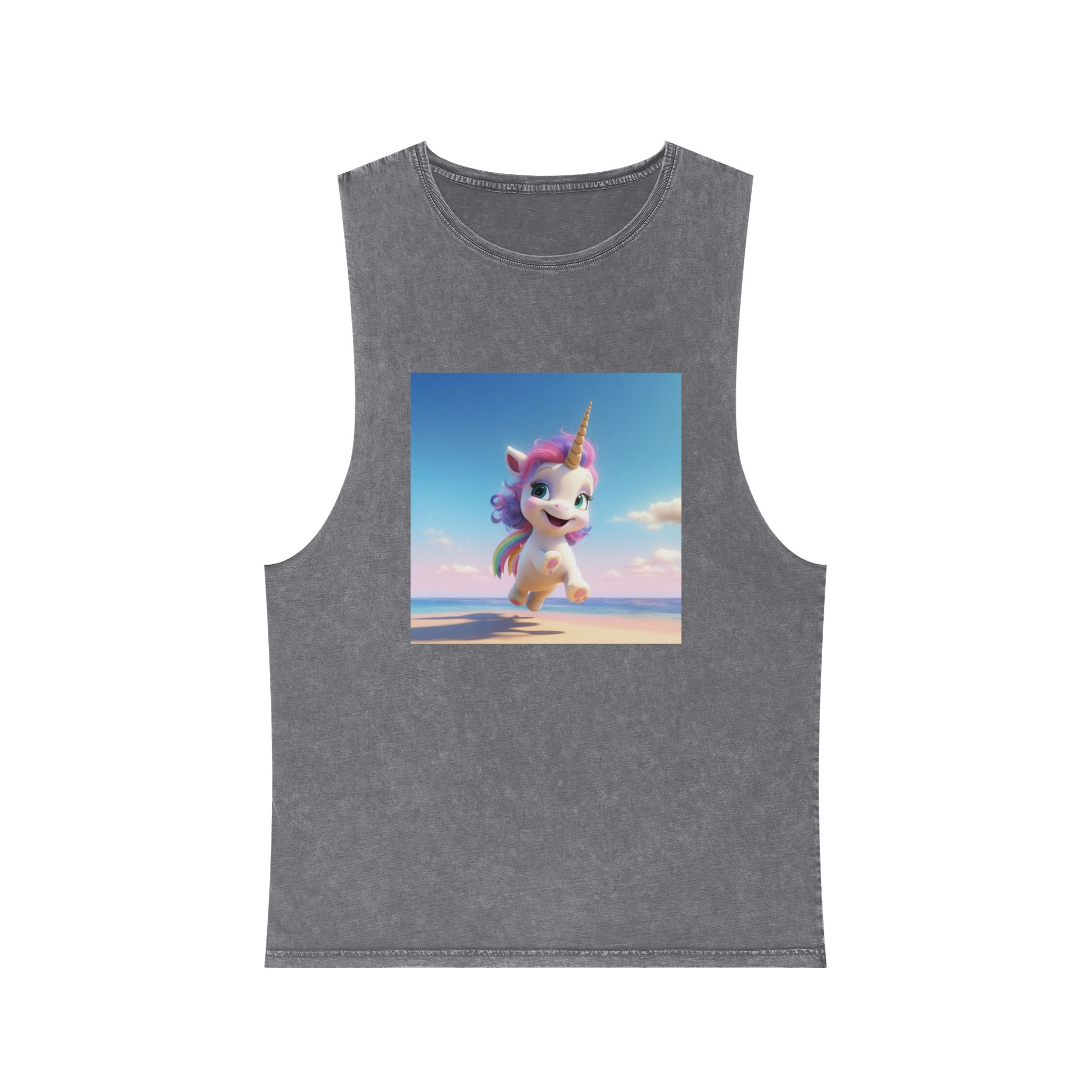 Animated Unicorn Children Unisex Stonewash Tank Top - Image 9