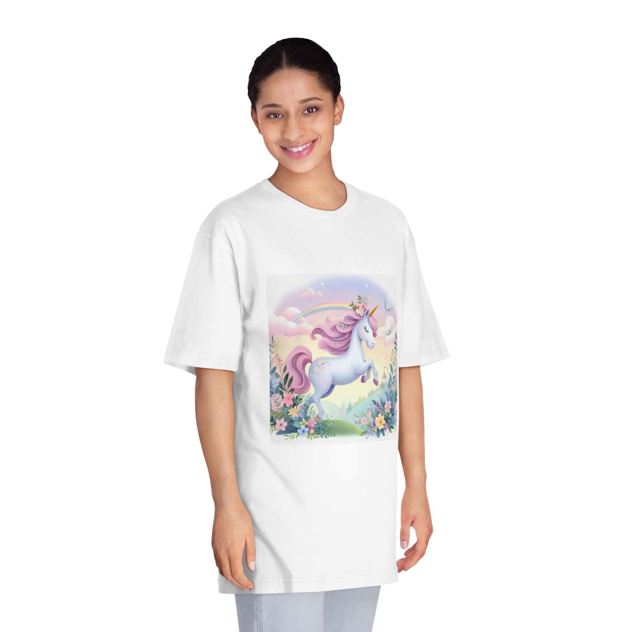 Beautiful Unicorn Running Magical Meadow Unicorn Background Images Whimsical Unicorn (11) Unisex Classic Crewneck T Shirt - Image 3