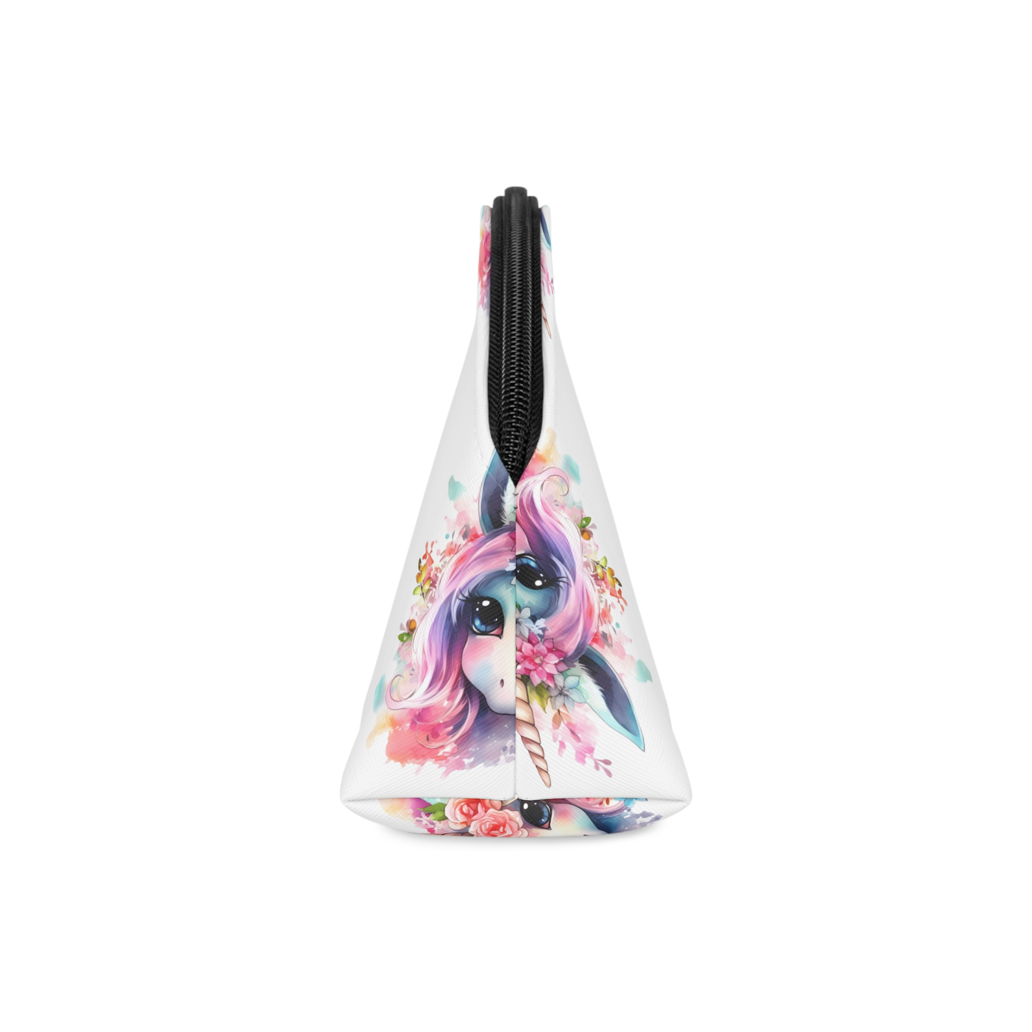 Cute Colorful Magic Unicorn With Flowers Watercolor Style (4) Makeup Bag - Image 4