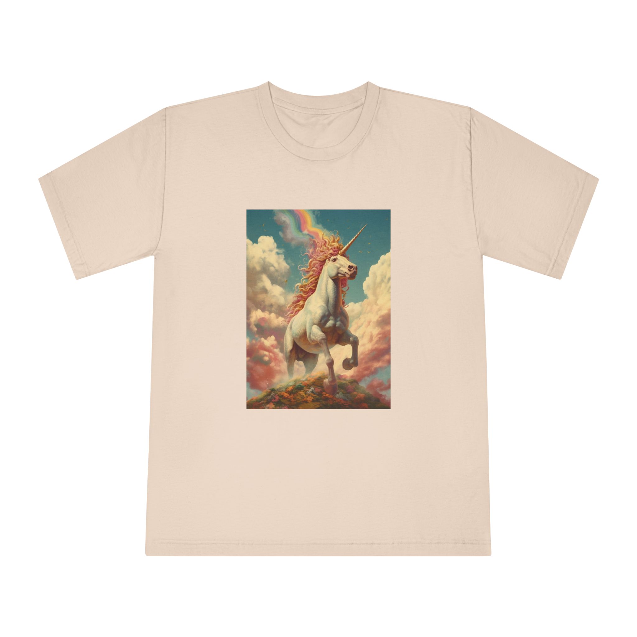 Painting Unicorn With Rainbow Sky Generative Ai Unisex Classic Crewneck T Shirt - Image 9