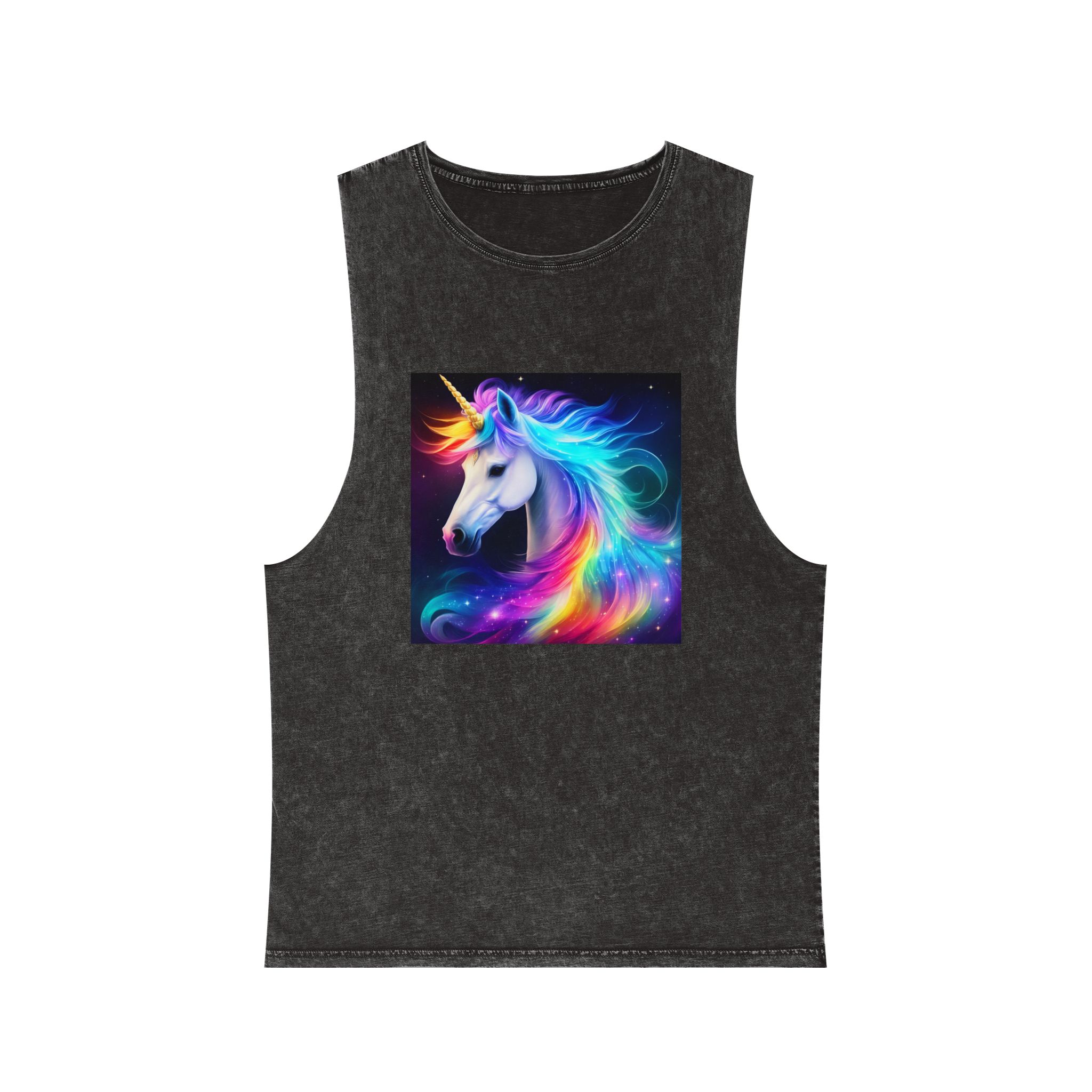 Portrait Unicorn Isolated Stars Background Generative Artificial Intelligence Unisex Stonewash Tank Top
