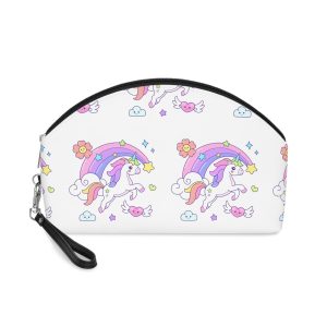 Cute Unicorn Flying Over the Rainbow Illustration Makeup Bag