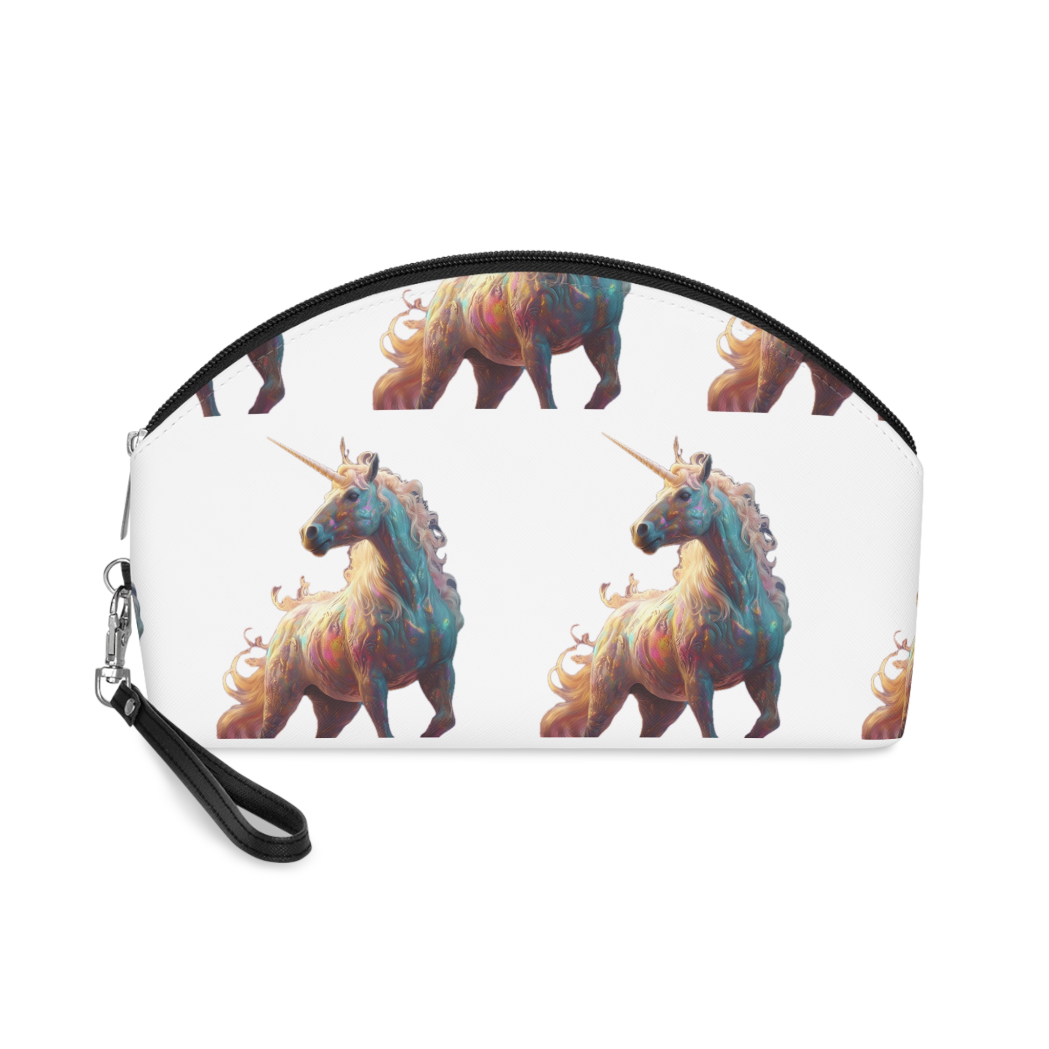 Unicorn With Long Mane Colorful Mane Standing Hill Generative Ai Makeup Bag