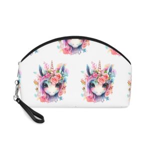 Cute Colorful Magic Unicorn With Flowers Watercolor Style (4) Makeup Bag
