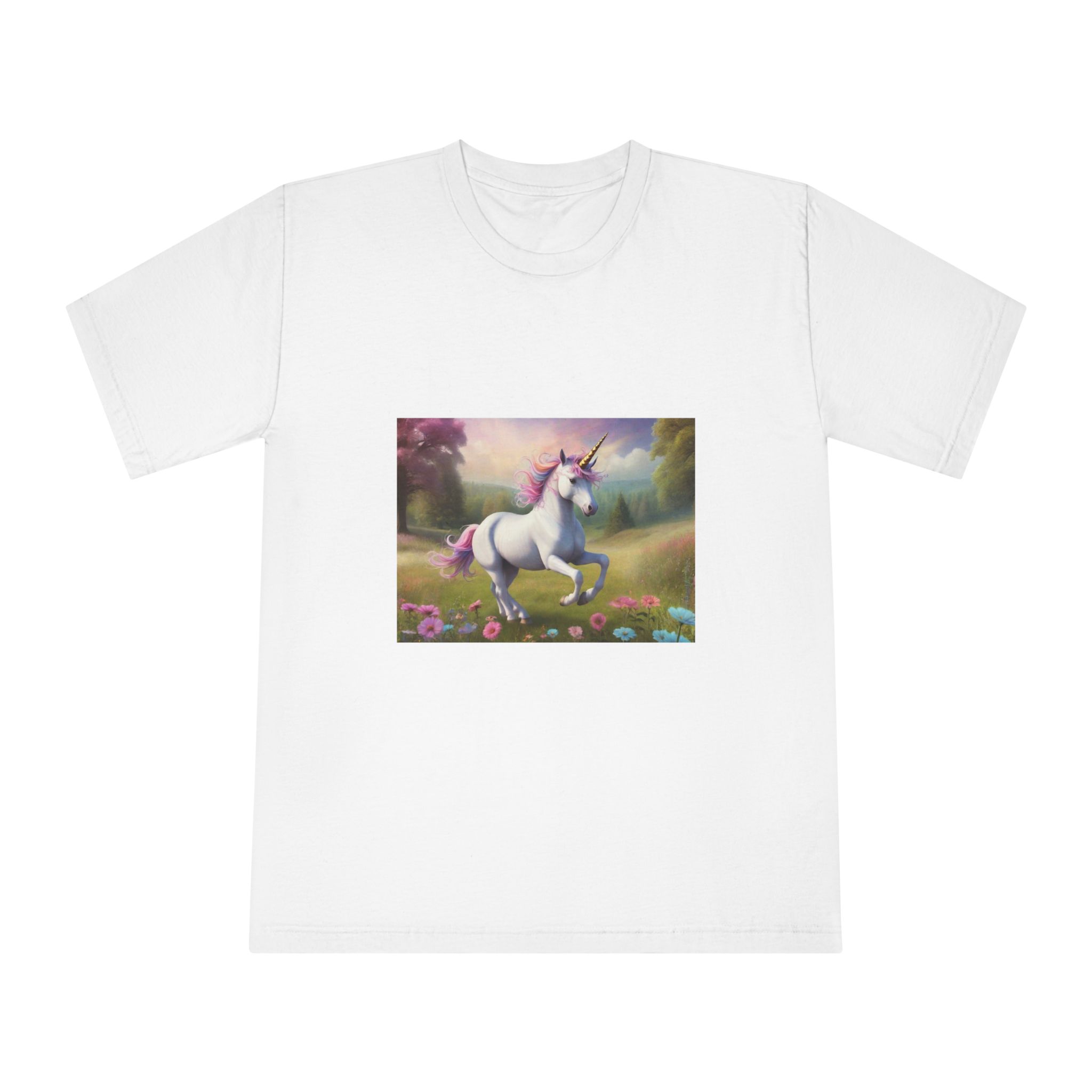 Beautiful Unicorn Running Magical Meadow Unicorn Background Images Whimsical Unicorn (6) Unisex Classic Crewneck T Shirt