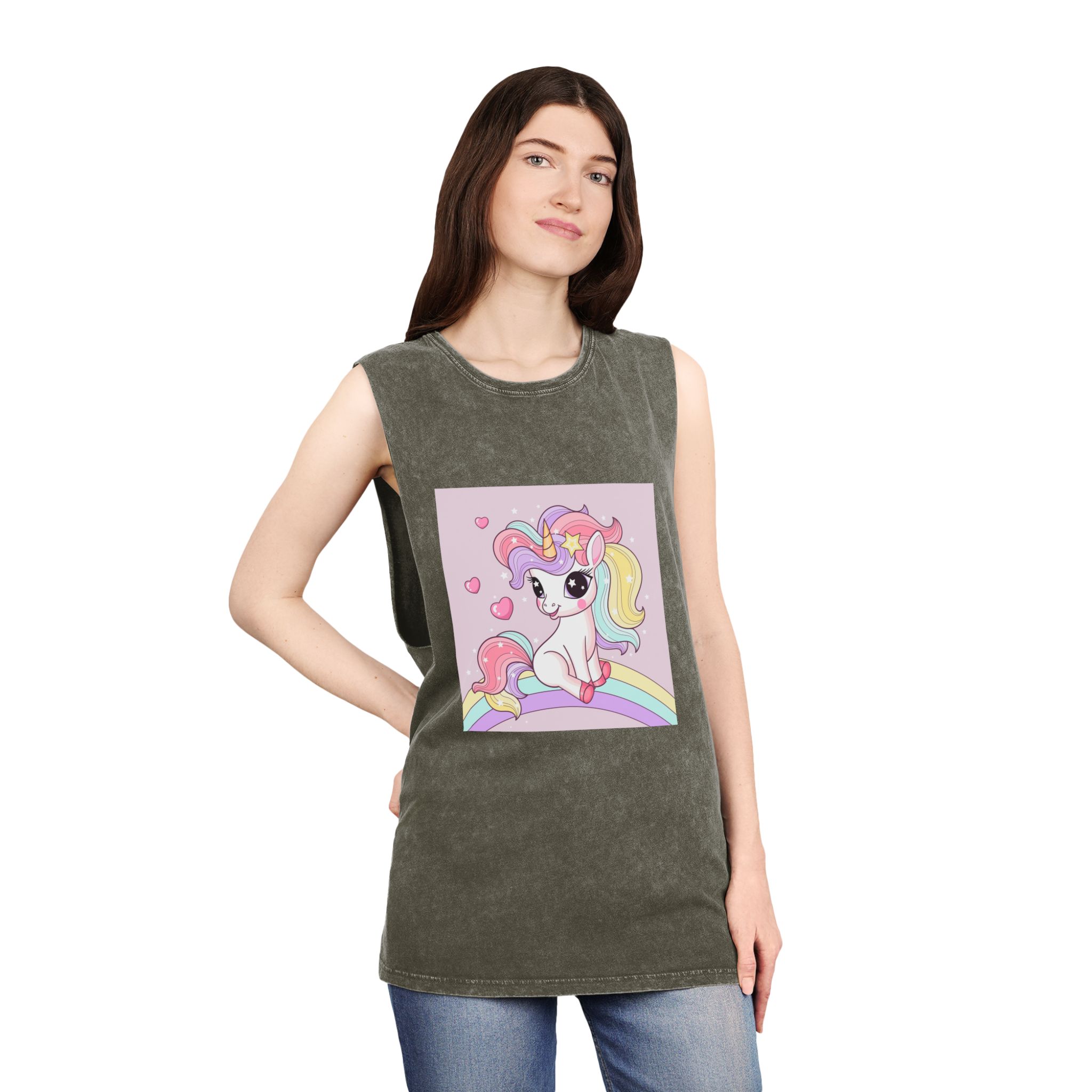 Lovely Unicorn Unisex Stonewash Tank Top - Image 8