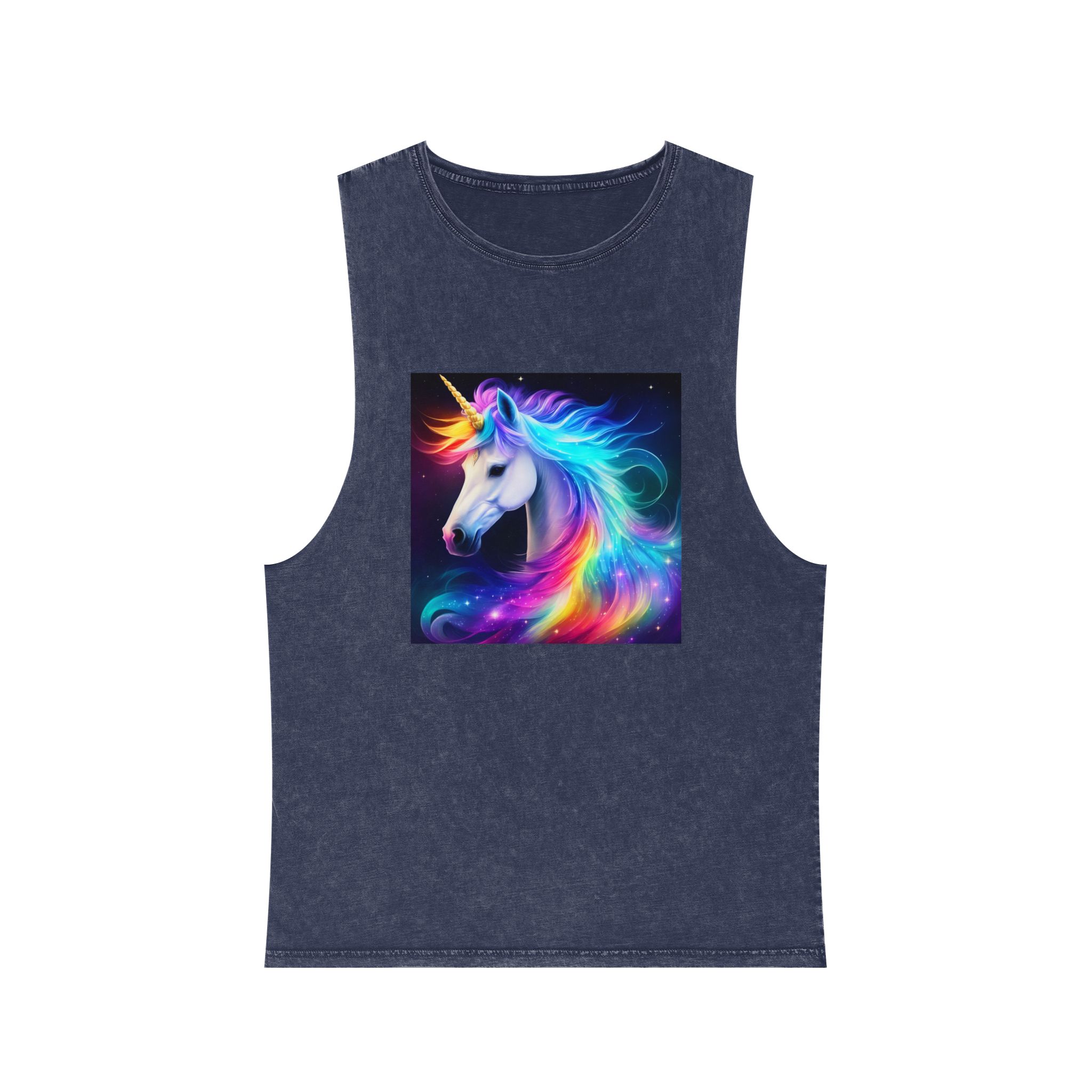 Portrait Unicorn Isolated Stars Background Generative Artificial Intelligence Unisex Stonewash Tank Top - Image 13