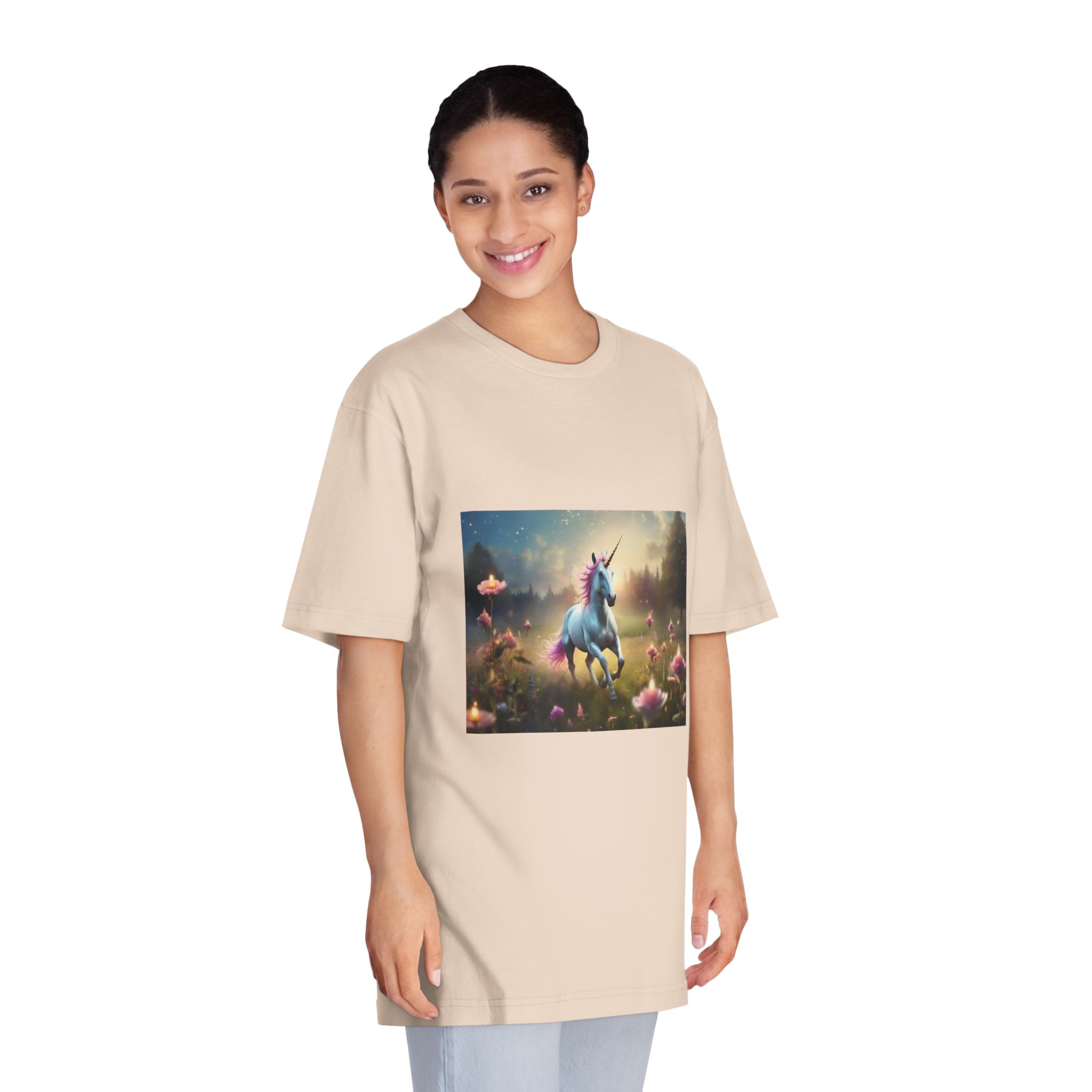 Beautiful Unicorn Running Magical Meadow Unicorn Background Images Whimsical Unicorn (35) Unisex Classic Crewneck T Shirt - Image 11