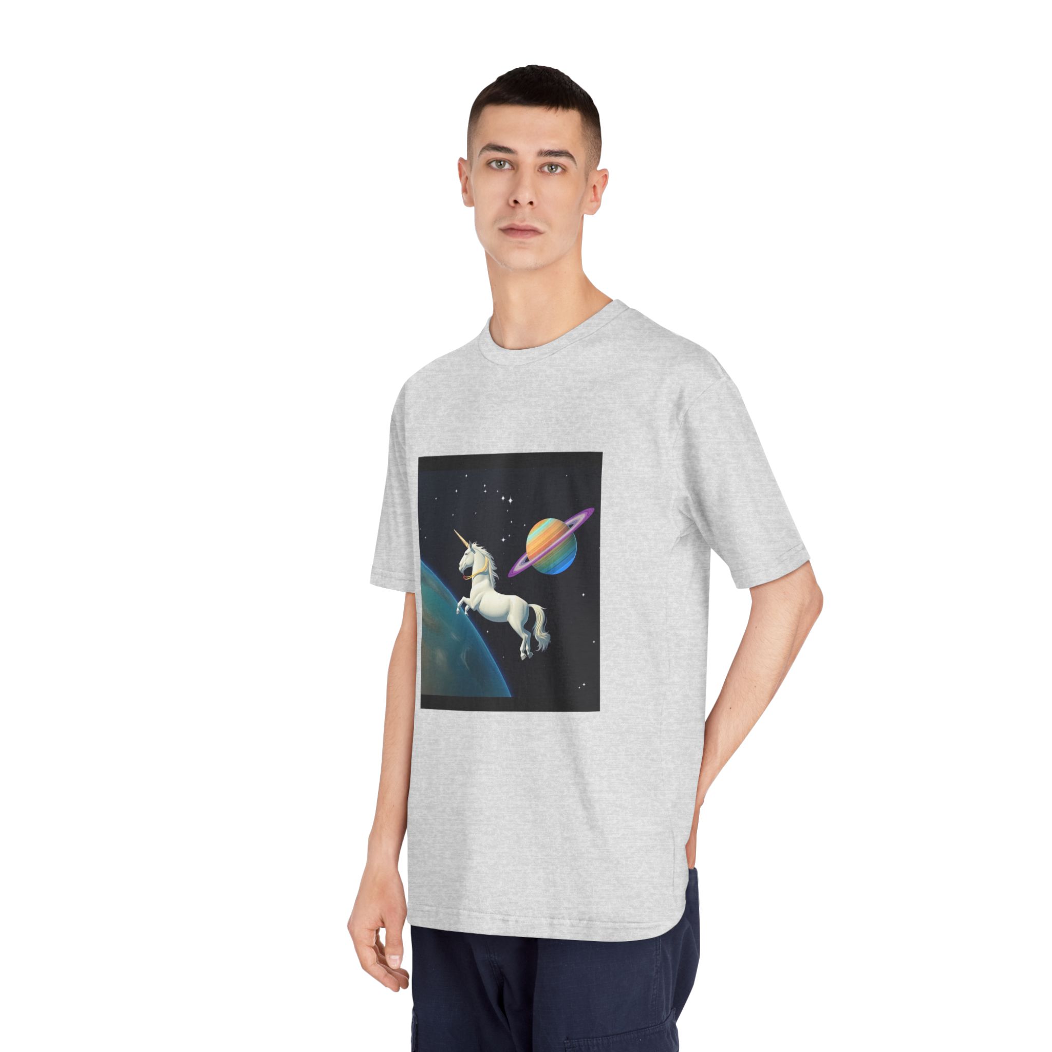 Picture White Unicorn With Rainbow It Unisex Classic Crewneck T Shirt - Image 16