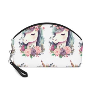 Unicorn With Floral Crown Its Head Makeup Bag