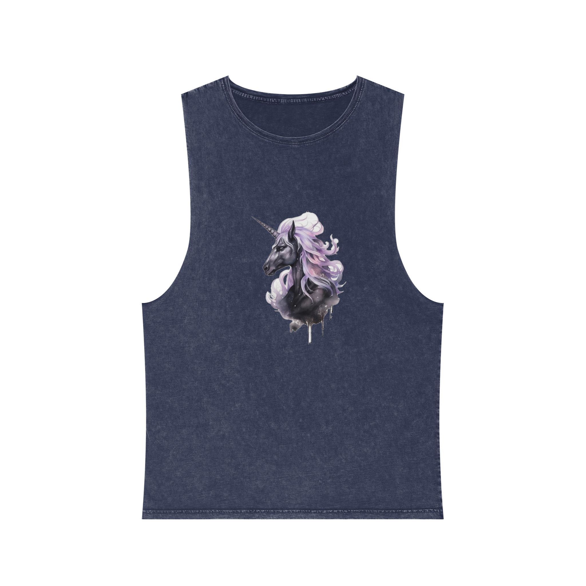 Close Up Unicorn With Long Mane Purple Mane Generative Ai Unisex Stonewash Tank Top - Image 13