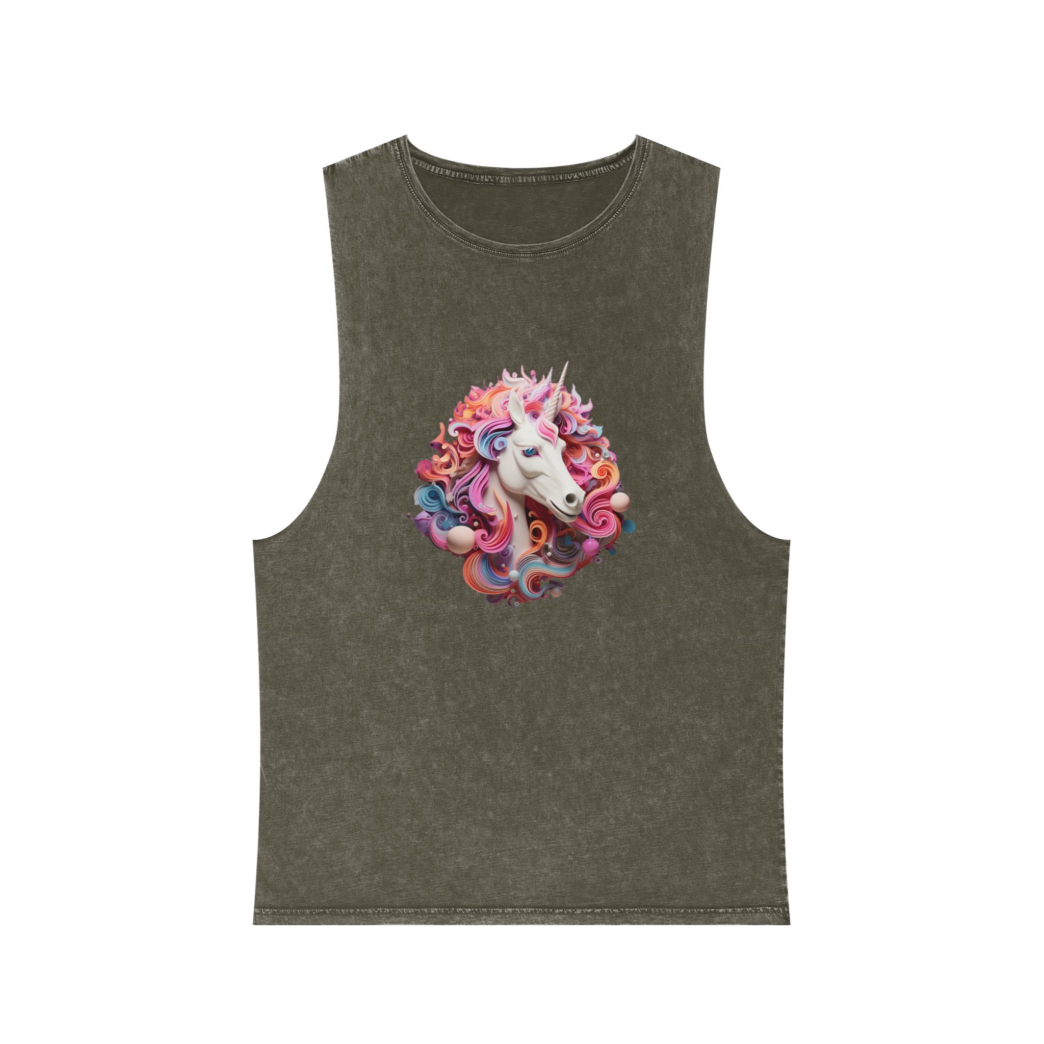 Colorful 3d Mythical Unicorn (2) Unisex Stonewash Tank Top - Image 5
