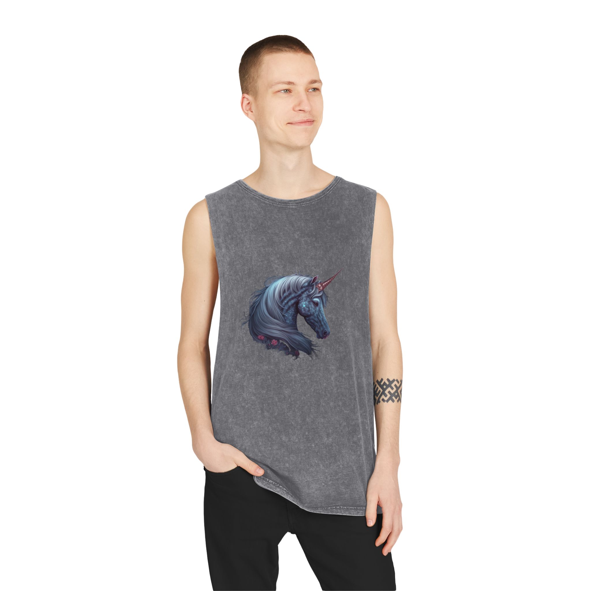 Mystic Unicorn Unisex Stonewash Tank Top - Image 11