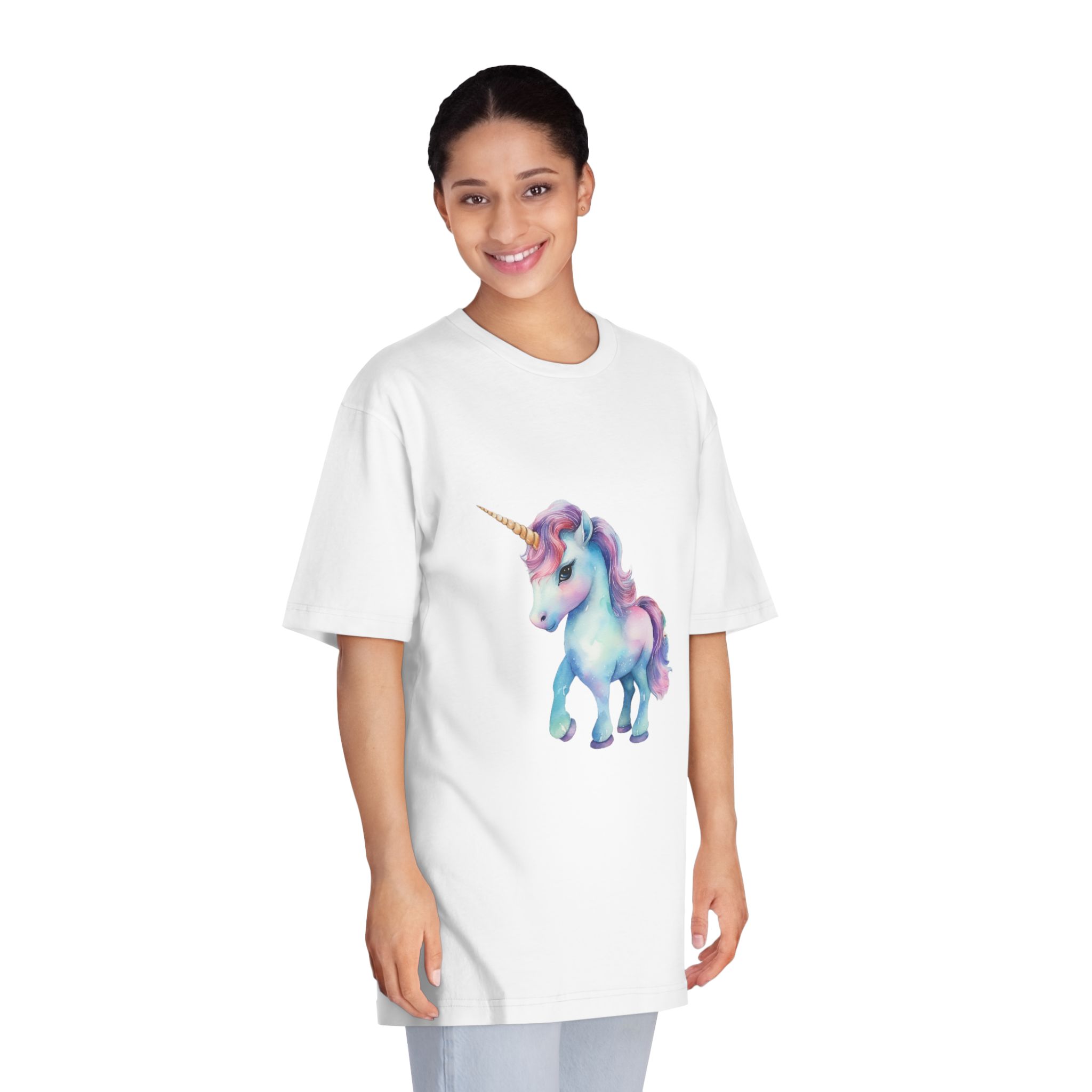 Unicorn With Colorful Mane Pink Mane Generative Ai Unisex Classic Crewneck T Shirt - Image 3
