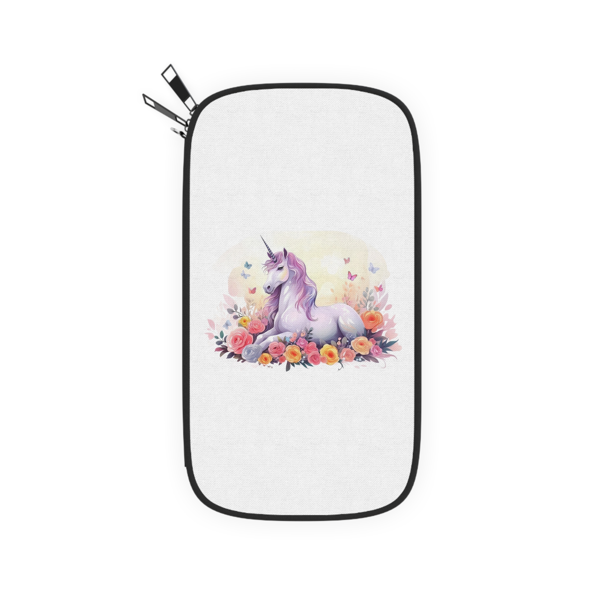 Illustration Little Unicorn Sits With Flowers Passport Wallet - Image 2